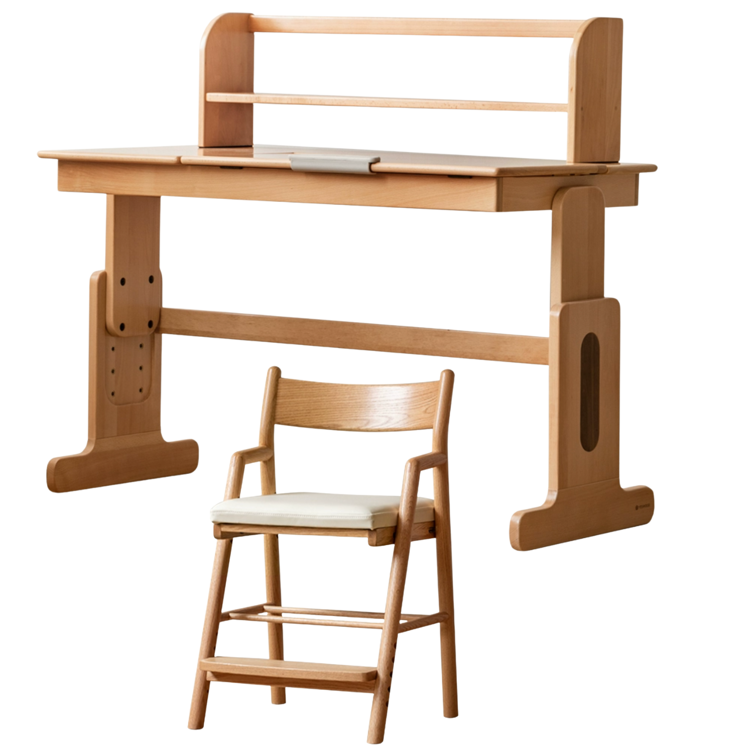 Beech Solid Wood Children's Liftable Study Table