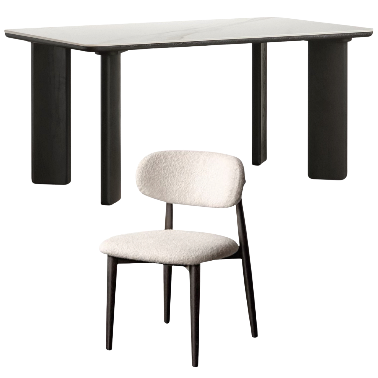 Oak Solid Wood Modern Cave Stone Rock Plate Dining Table