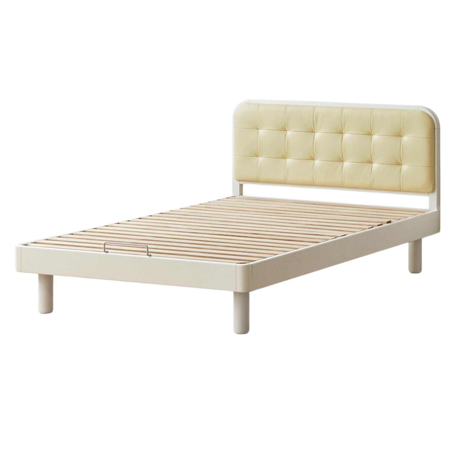 Rubber Solid Wood Children's White Cream Style Montessori Platform Bed