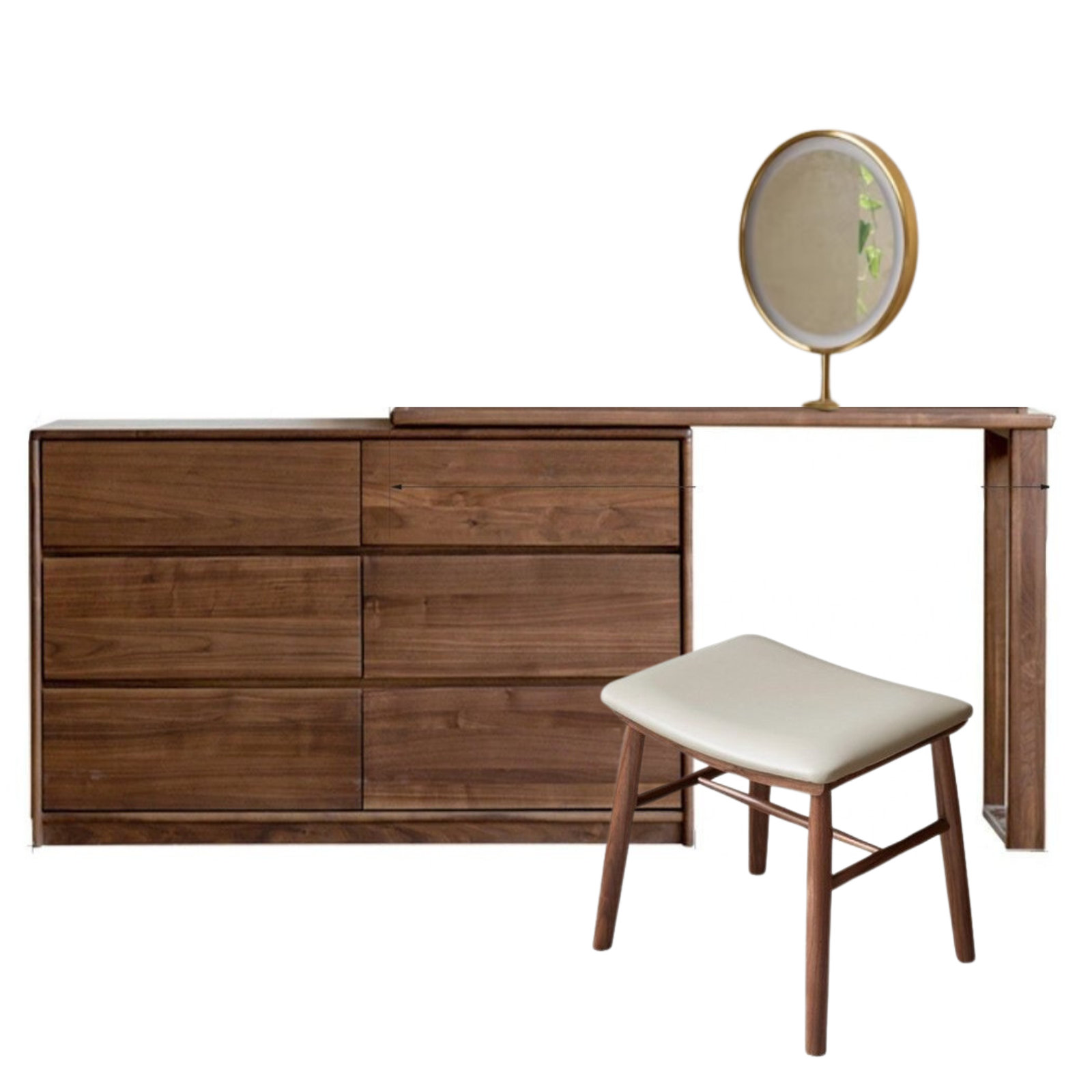 Black walnut solid wood retractable dressing table