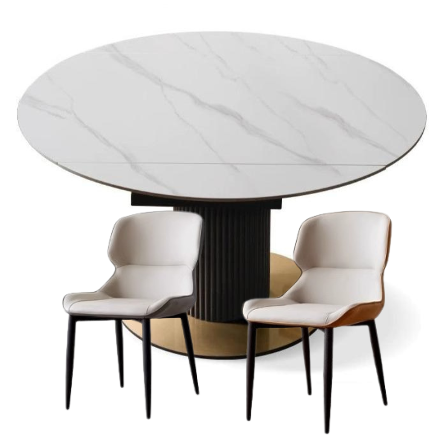 Oak Rotating Telescopic Light Luxury Rock Plate Dining Table