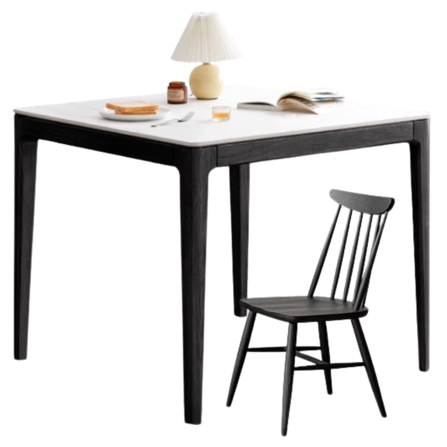 Oak Solid wood square slate dining table ,