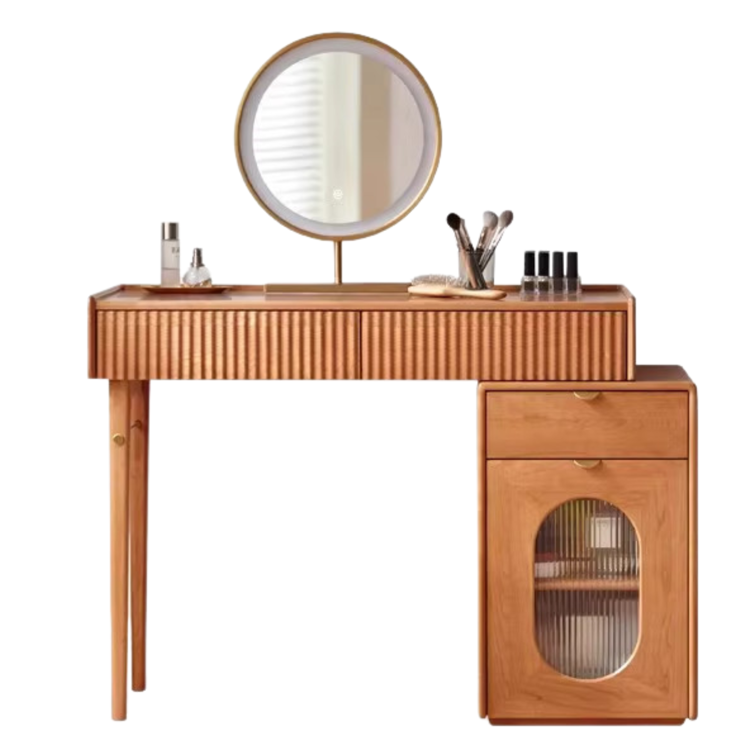 Cherry Wood Dressing Table, Storage Cabinet-