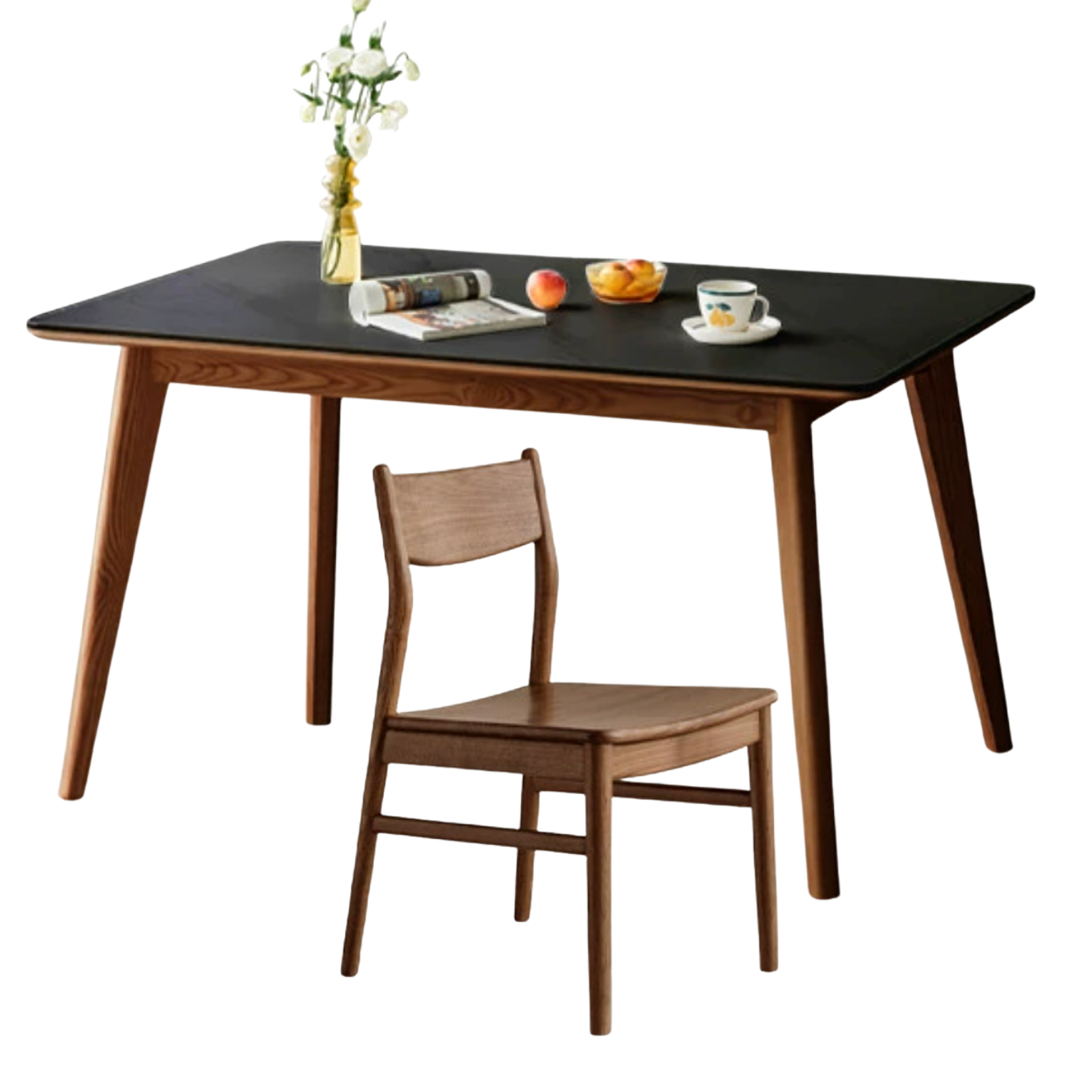 Ash, Black Walnut Solid Wood Slate Dining Table