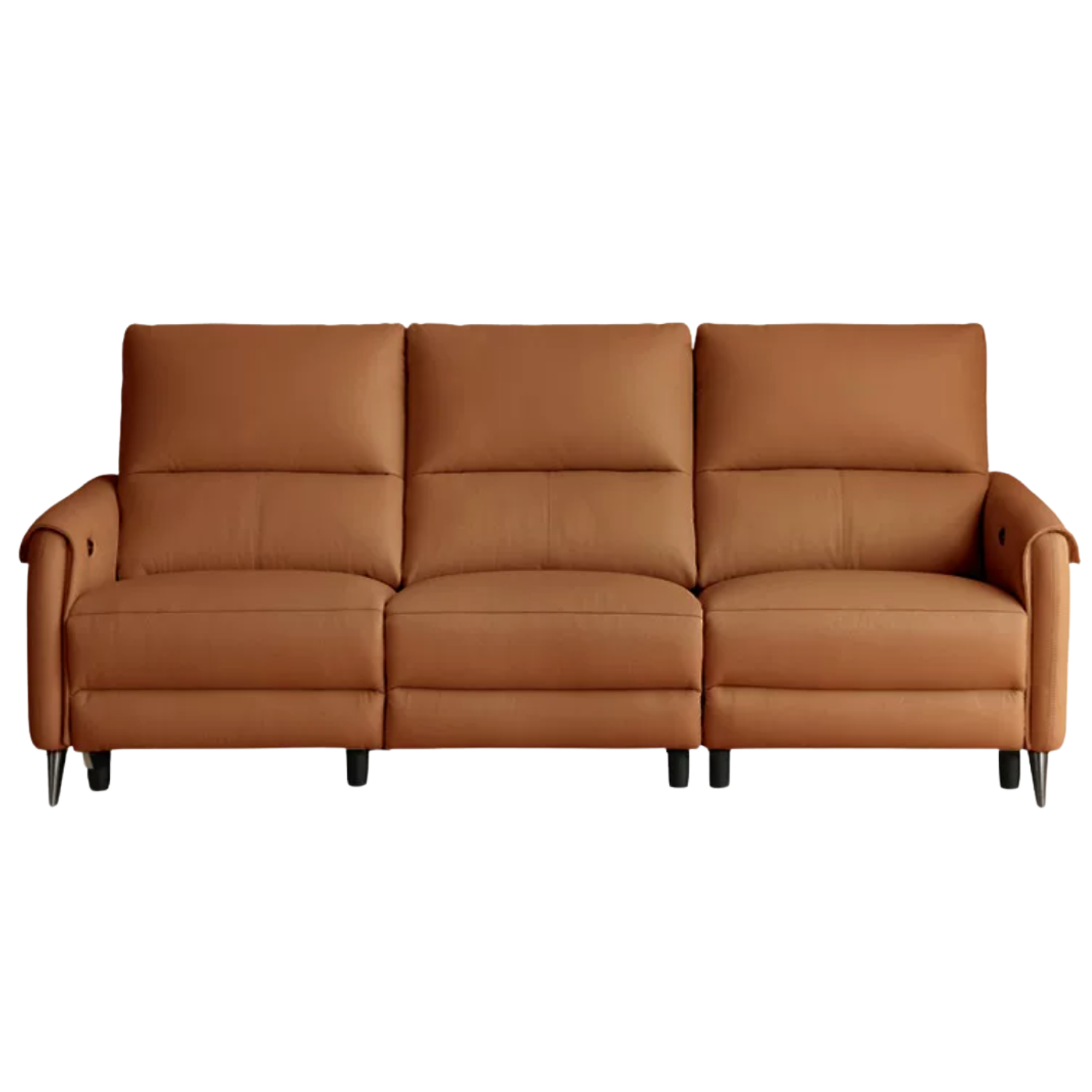 Genuine Leather Power Reclining Sofa with Wall-Hugger Track Arms