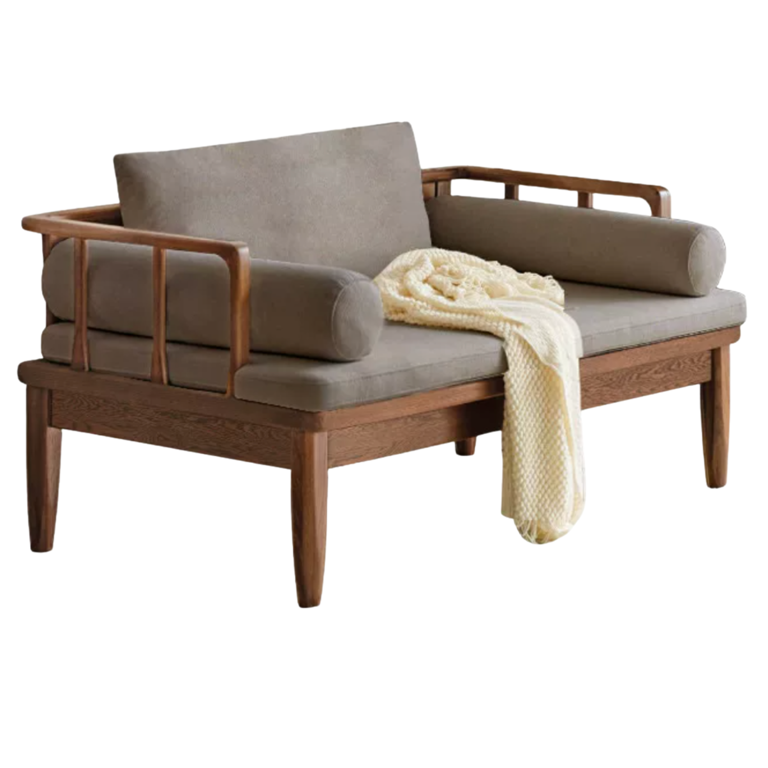 Black Walnut Solid Wood Winter and Summer Dual-use Sofa.