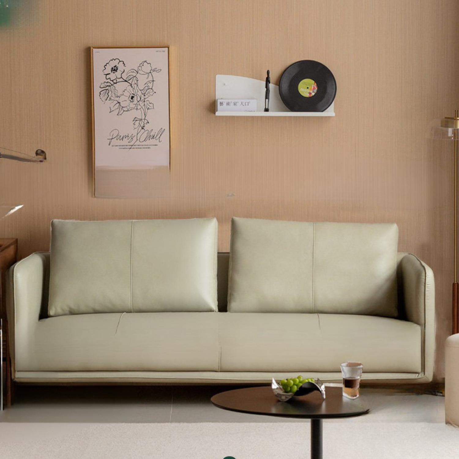 Genuine Leather Sofa, Italian Minimalist Design