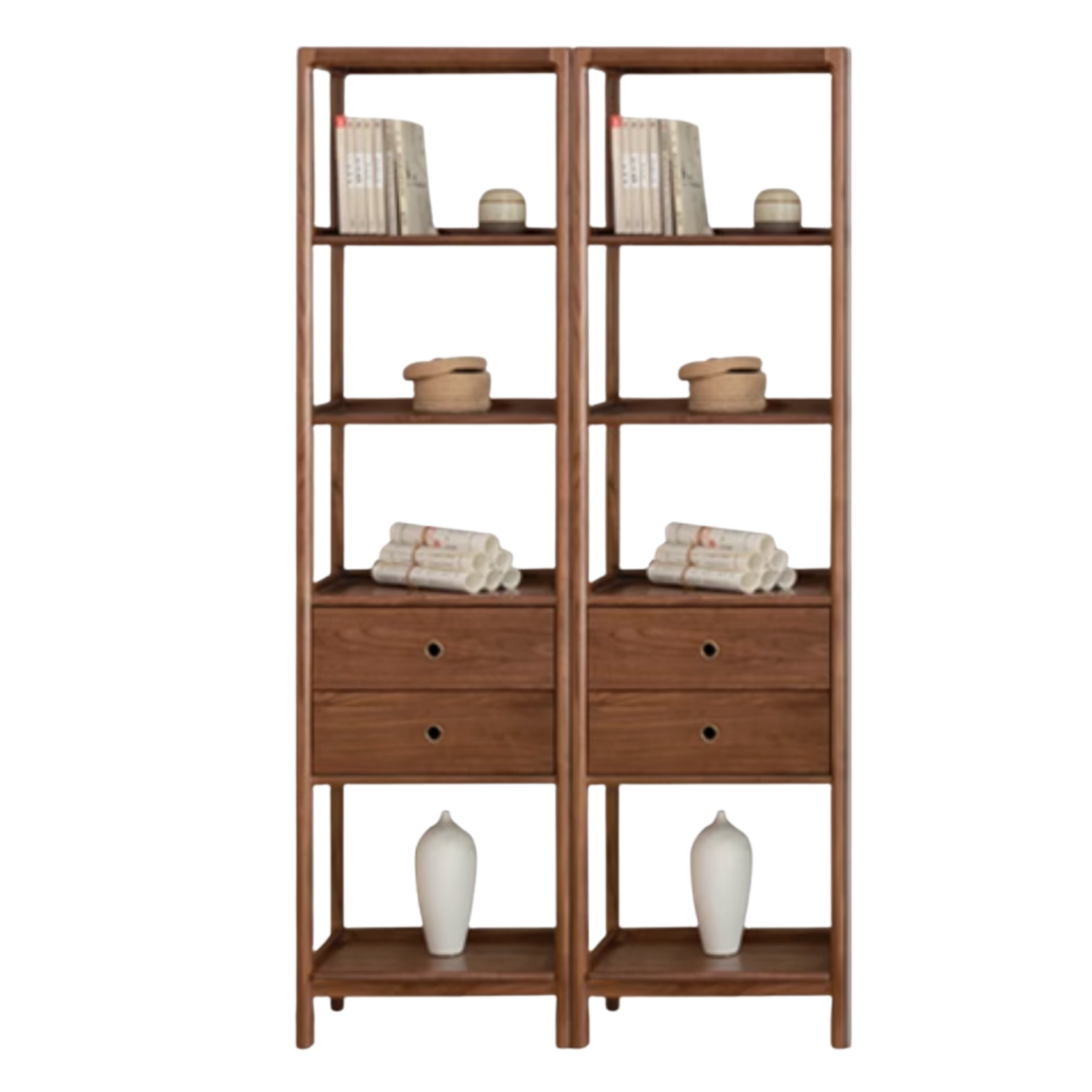 Black Walnut, Ash Solid Wood Bookshelf Combined Bookcase Display Cabinet Wall Shelf