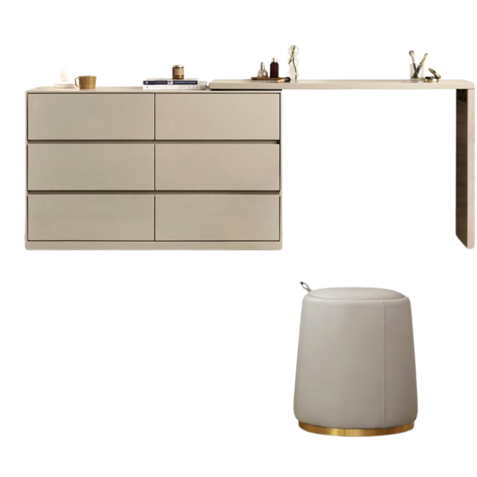 Poplar solid wood light luxury L-shaped corner dressing table-
