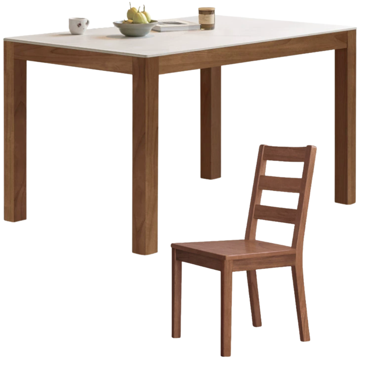 Oak, Solid Rubberwood Rectangular Rock Plate Dining Table