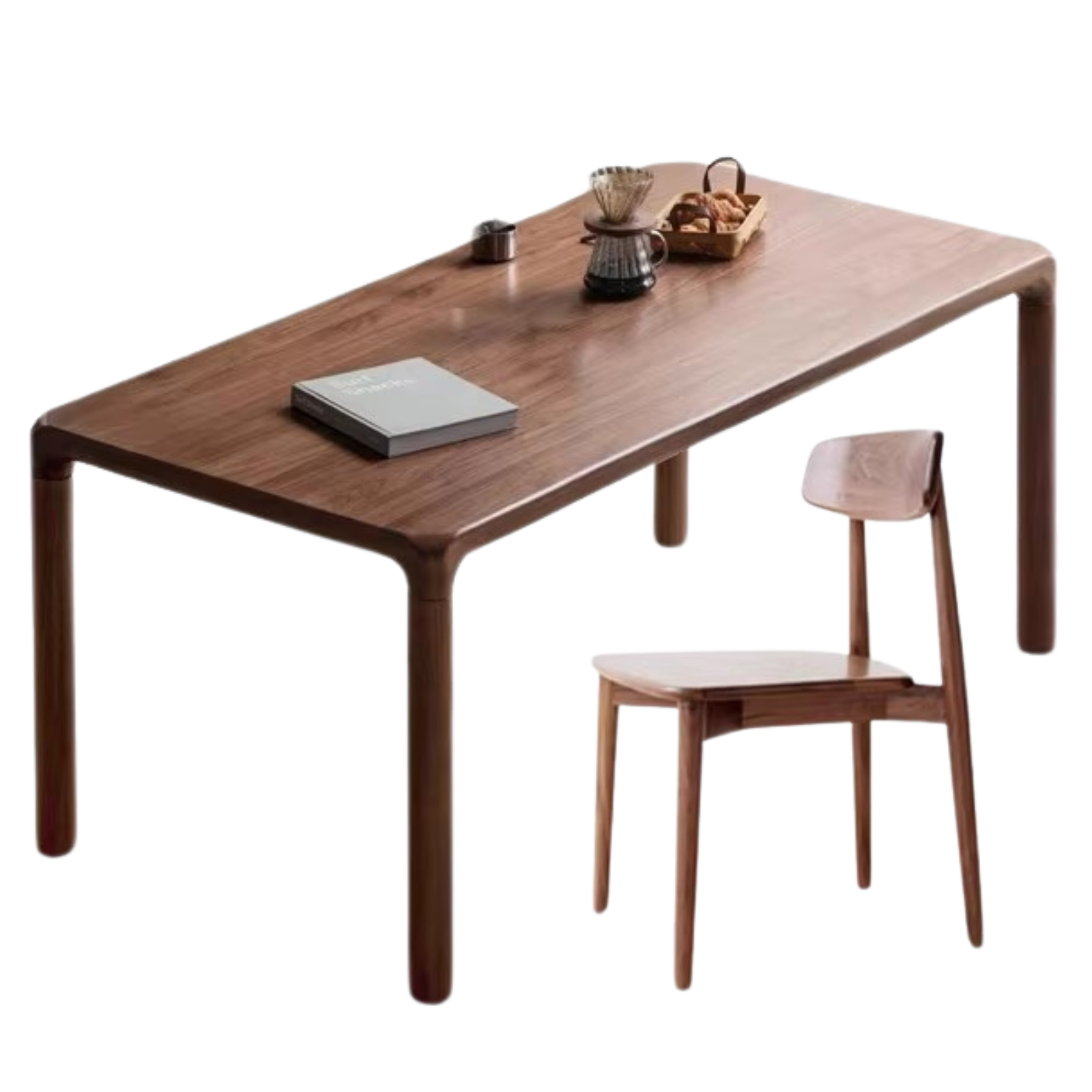 Black walnut, Ash solid wood rectangular dining table