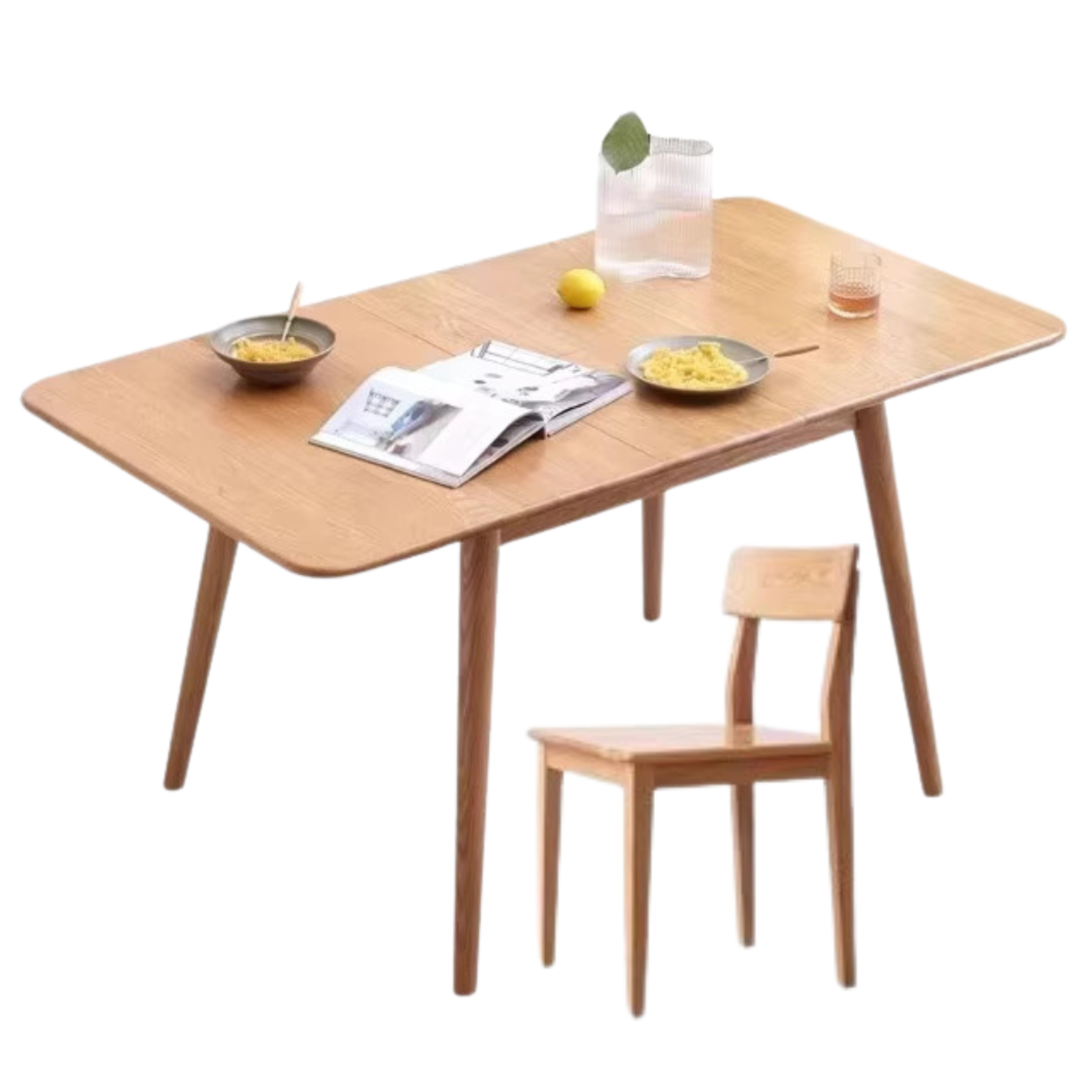 Oak solid wood Retractable folding dining table: