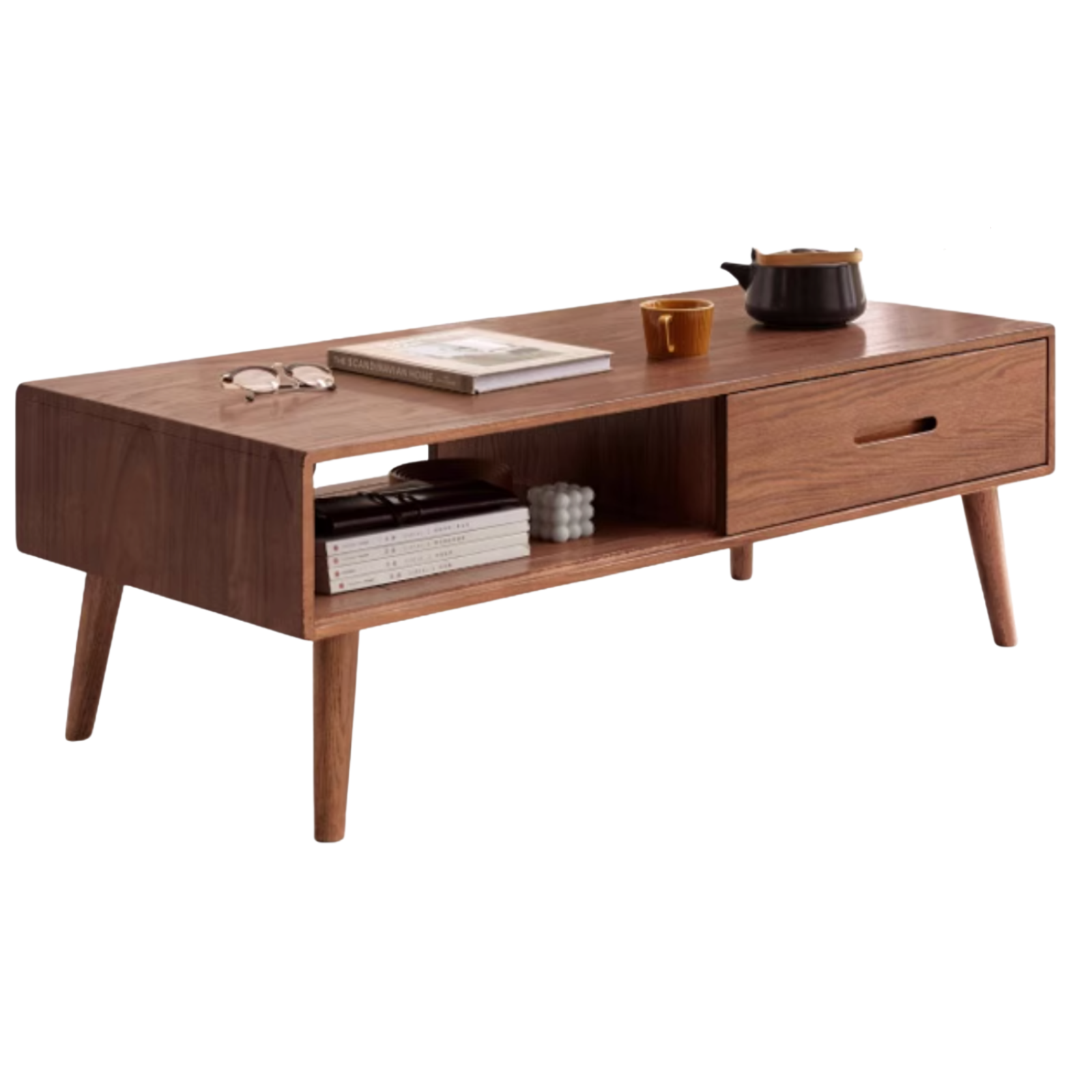 Oак, Solid Rubberwood North American Modern Coffee Table
