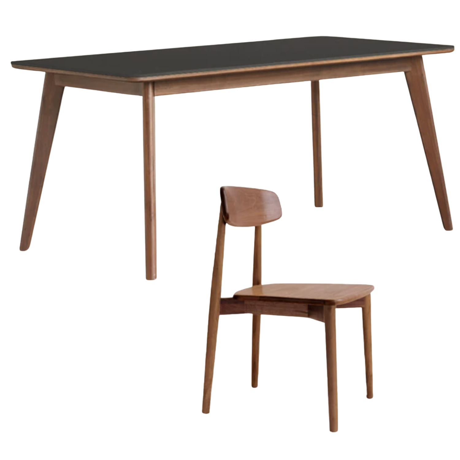 Black Walnut, Rubberwood Solid Wood Vintage Rock Plate Dining Table