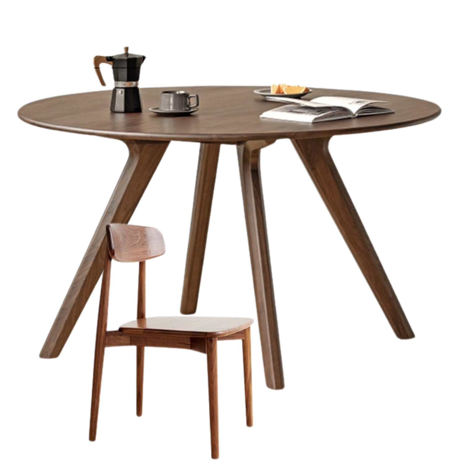 Black Walnut Solid Wood Retro Round Dining Table