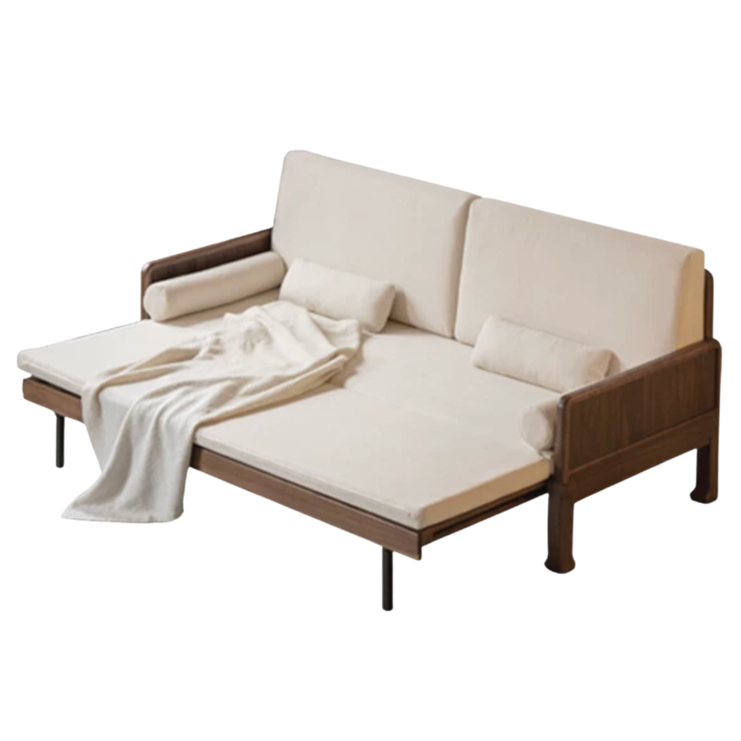 Black Walnut, Oak Solid Wood Foldable Sofa Bed
