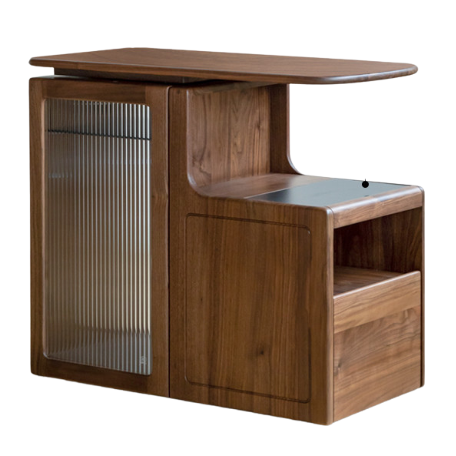 Black walnut, Oak solid wood movable tea cabinet with tea maker: