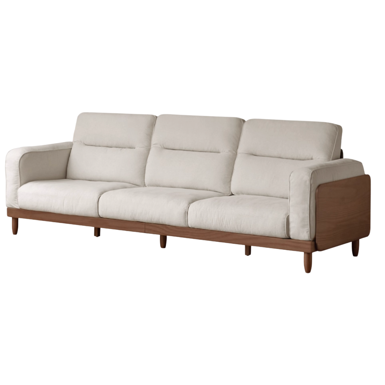 Sandalwood, Ash Solid Wood Genuine Leather, fabric High-Back Sofa