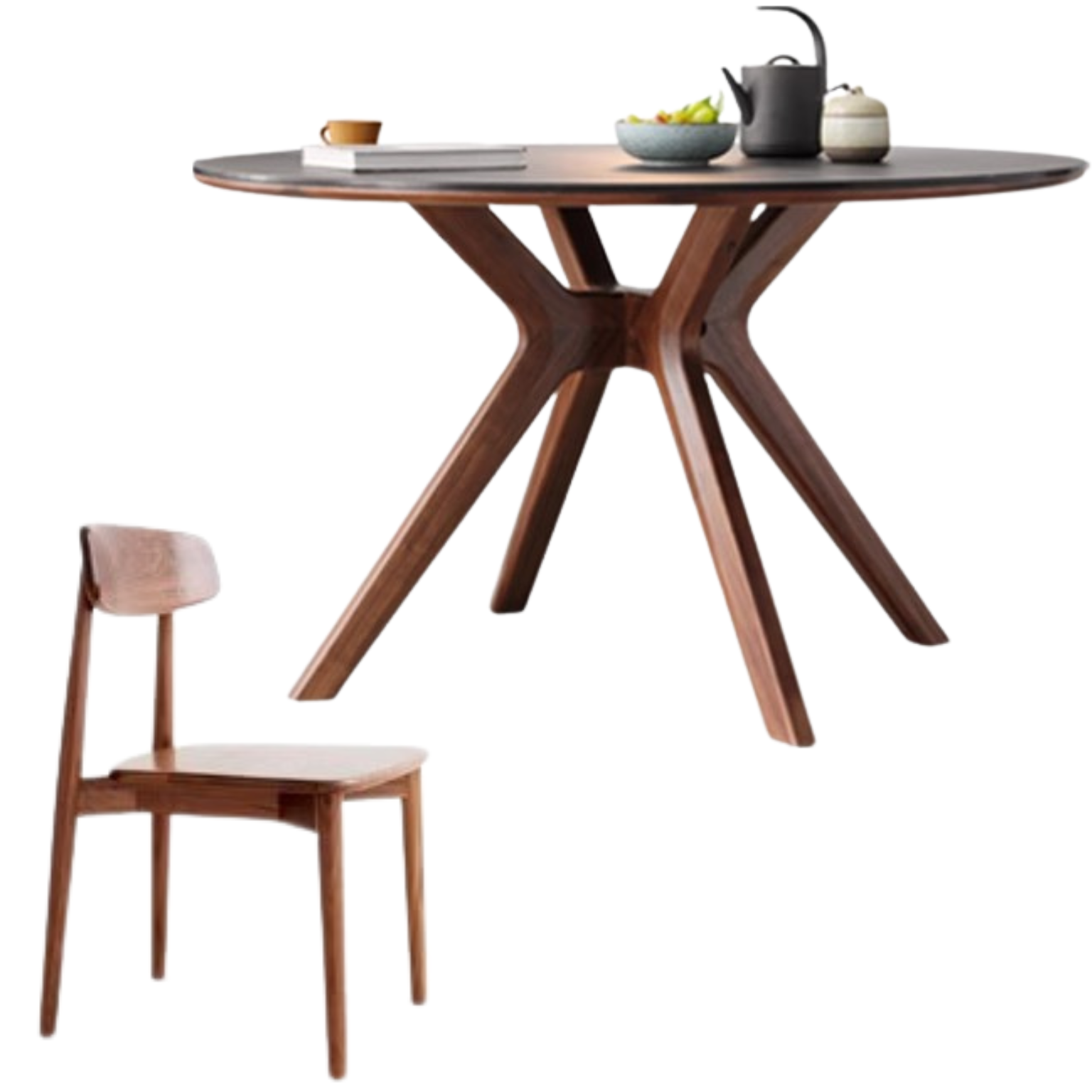 Black Walnut Solid Wood  round Dining Table