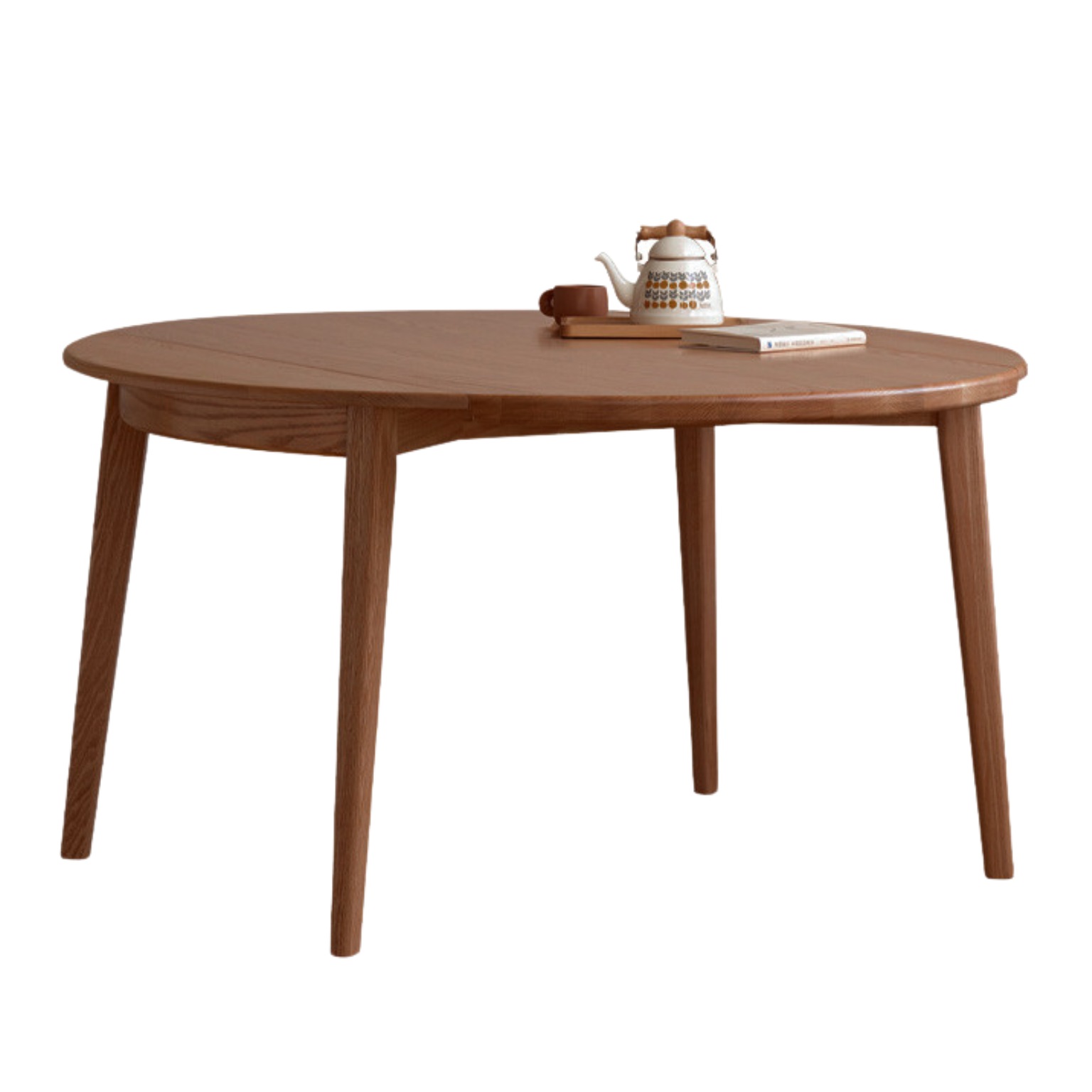 Oak solid wood folding round dining table,