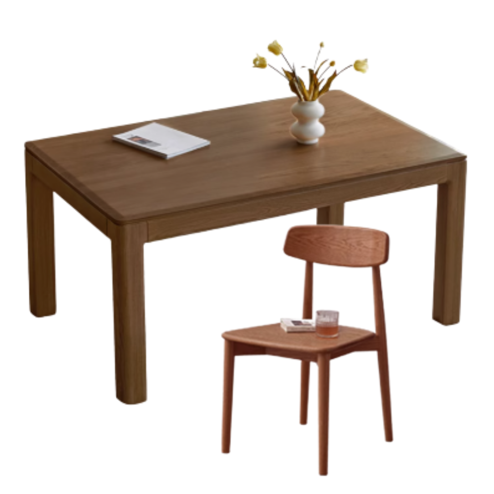 Black Walnut, Ash, Red Oak Solid Wood Large Dining Table