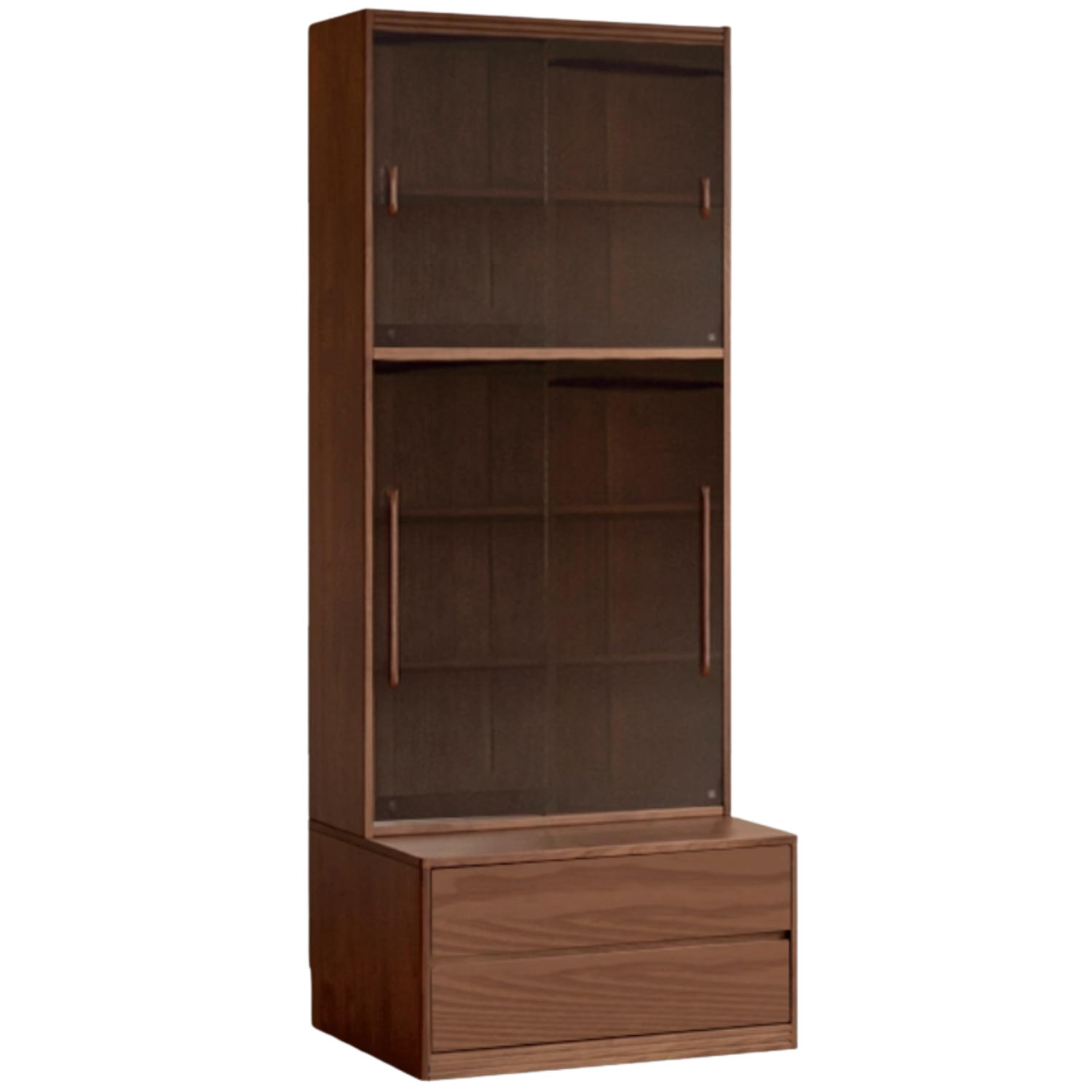 Black Walnut, Oak, Sandalwood, Ash Solid Wood Light Luxury Combined Bookshelf With Seat