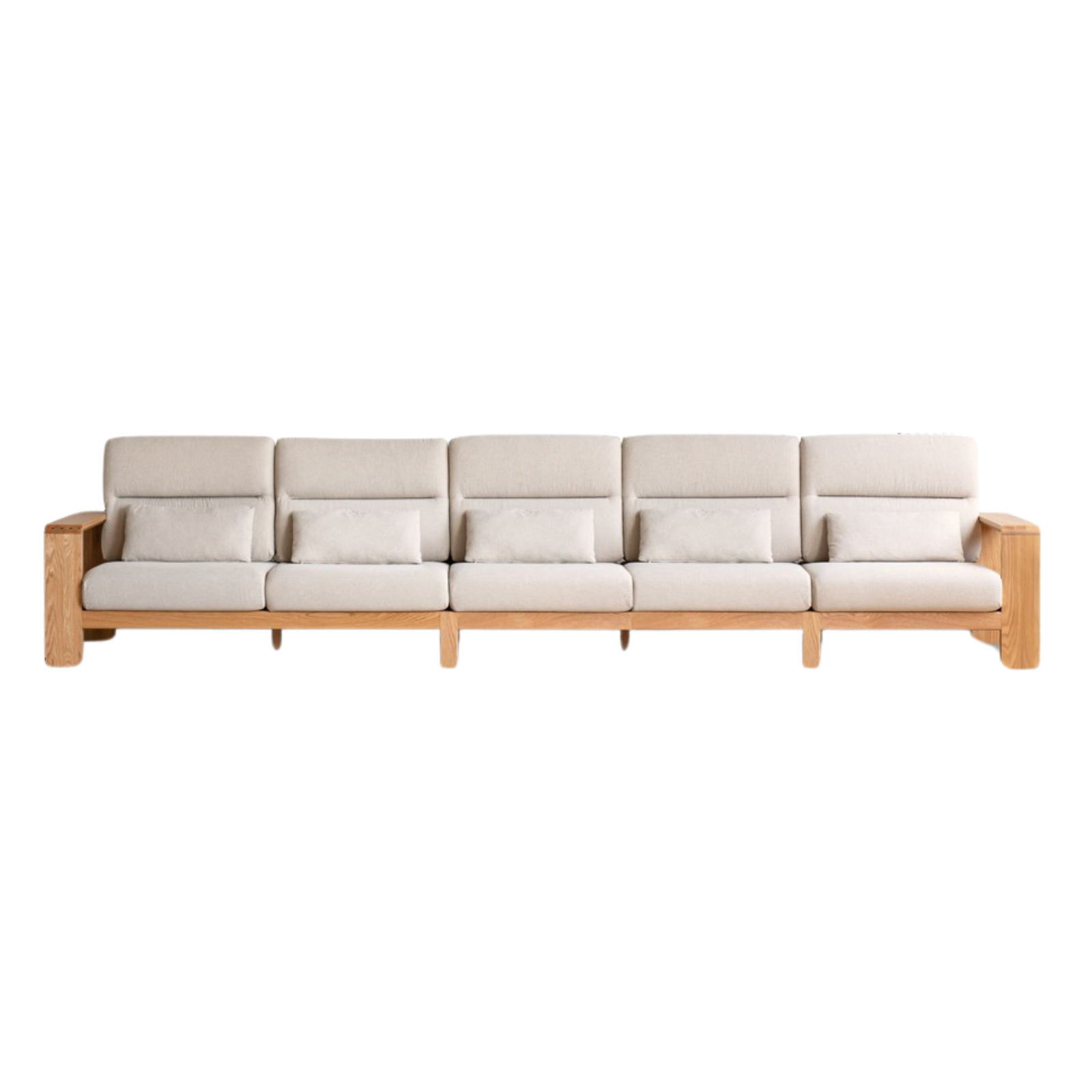 Oak Solid Wood Modern Log Style Corner Fabric Sofa