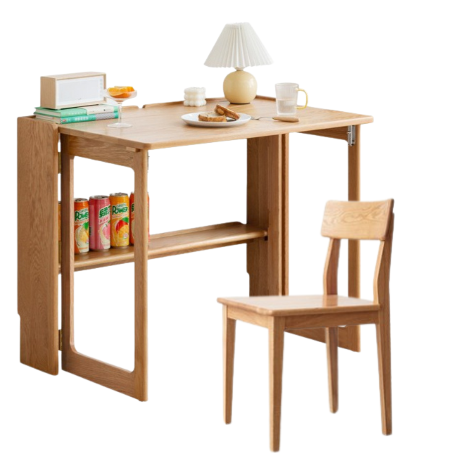 Oak solid wood Nordic modern dining folding table