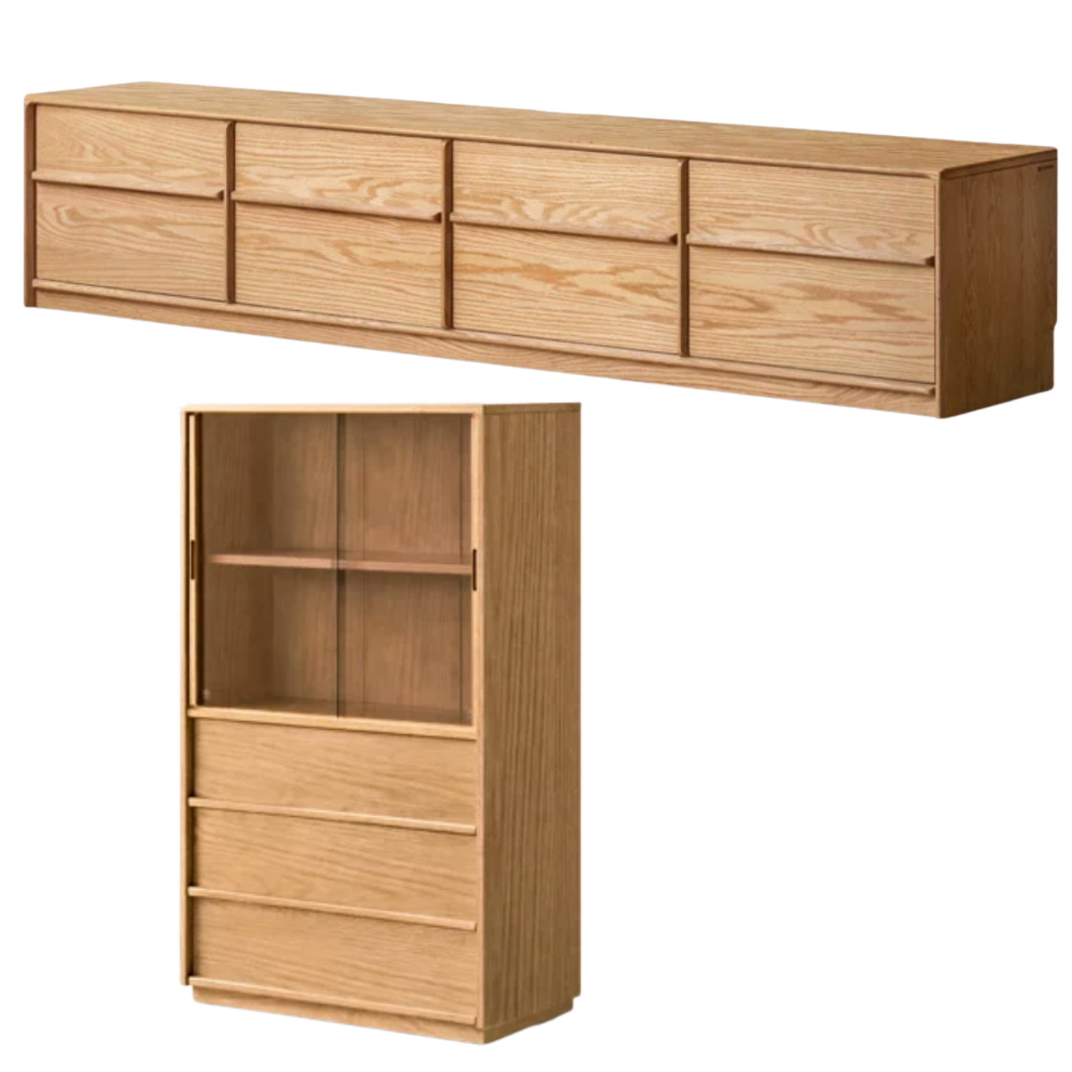 Oak, Ash Solid Wood Modern Skeleton Line TV Cabinet
