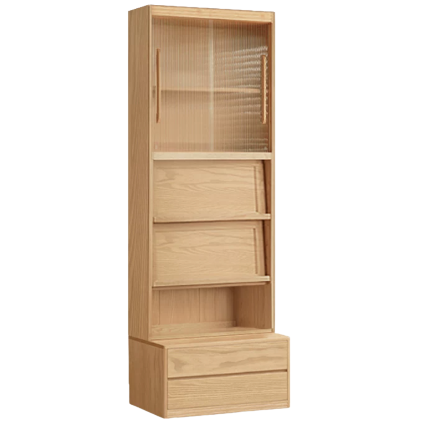 Ash Solid Wood Wall-Mounted Bookcase with Integrated Study Shelf