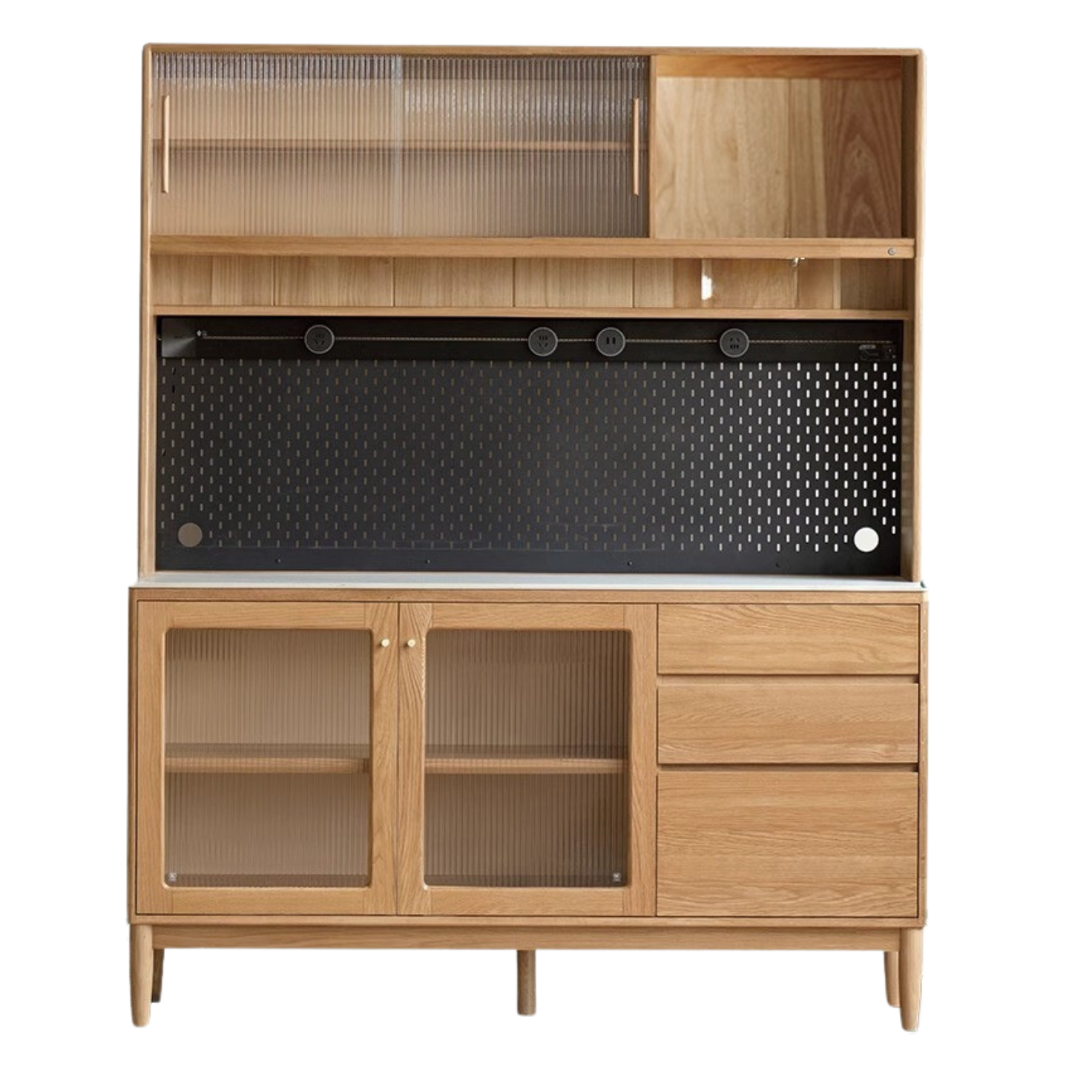 Oak solid wood rock plate capacity high storage cabinet,