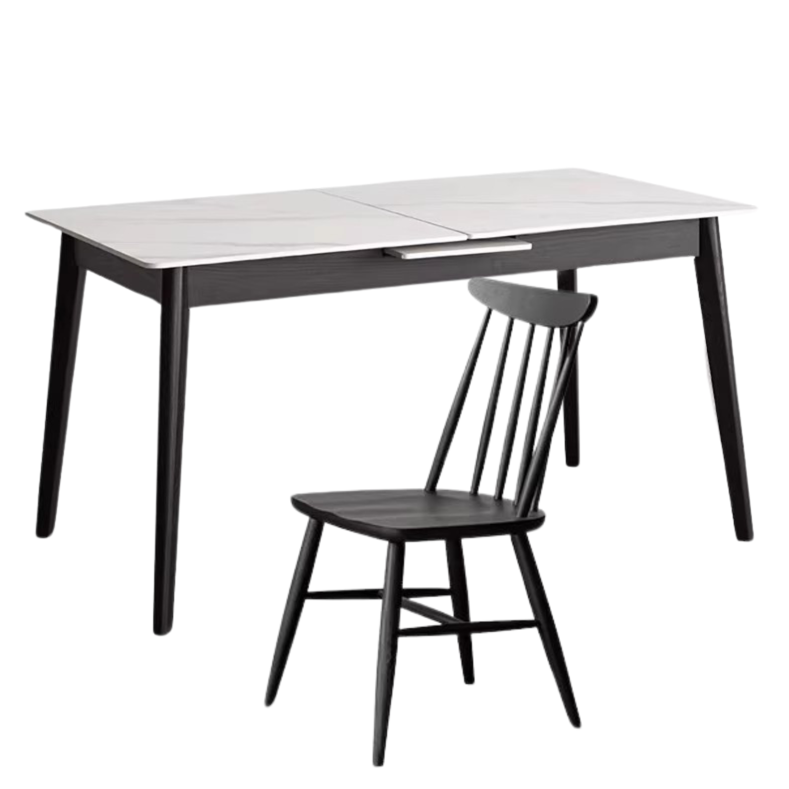 Oak solid wood Rock Plate Dining Table Black,