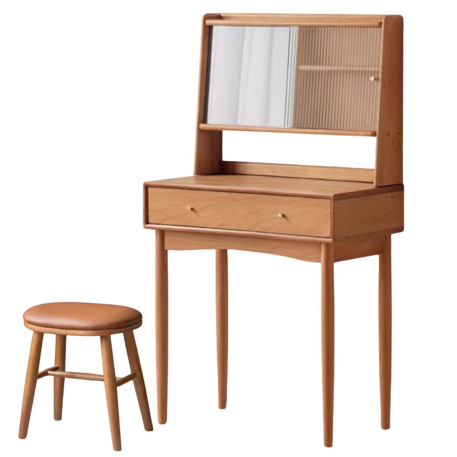 Cherry, Birch Solid Wood Multi-Functional Storage Vanity Table