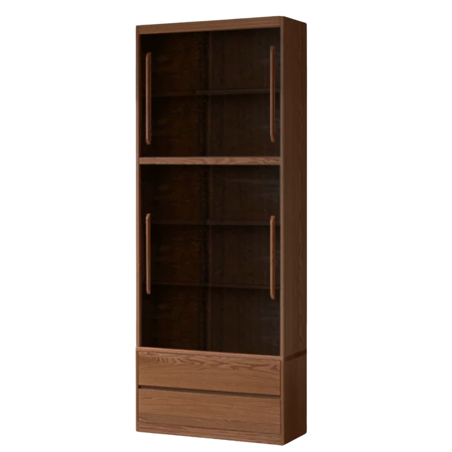 Black Walnut, Oak, Ash Solid Wood Floor-Standing Bookcase with Luxury Storage Cabinet