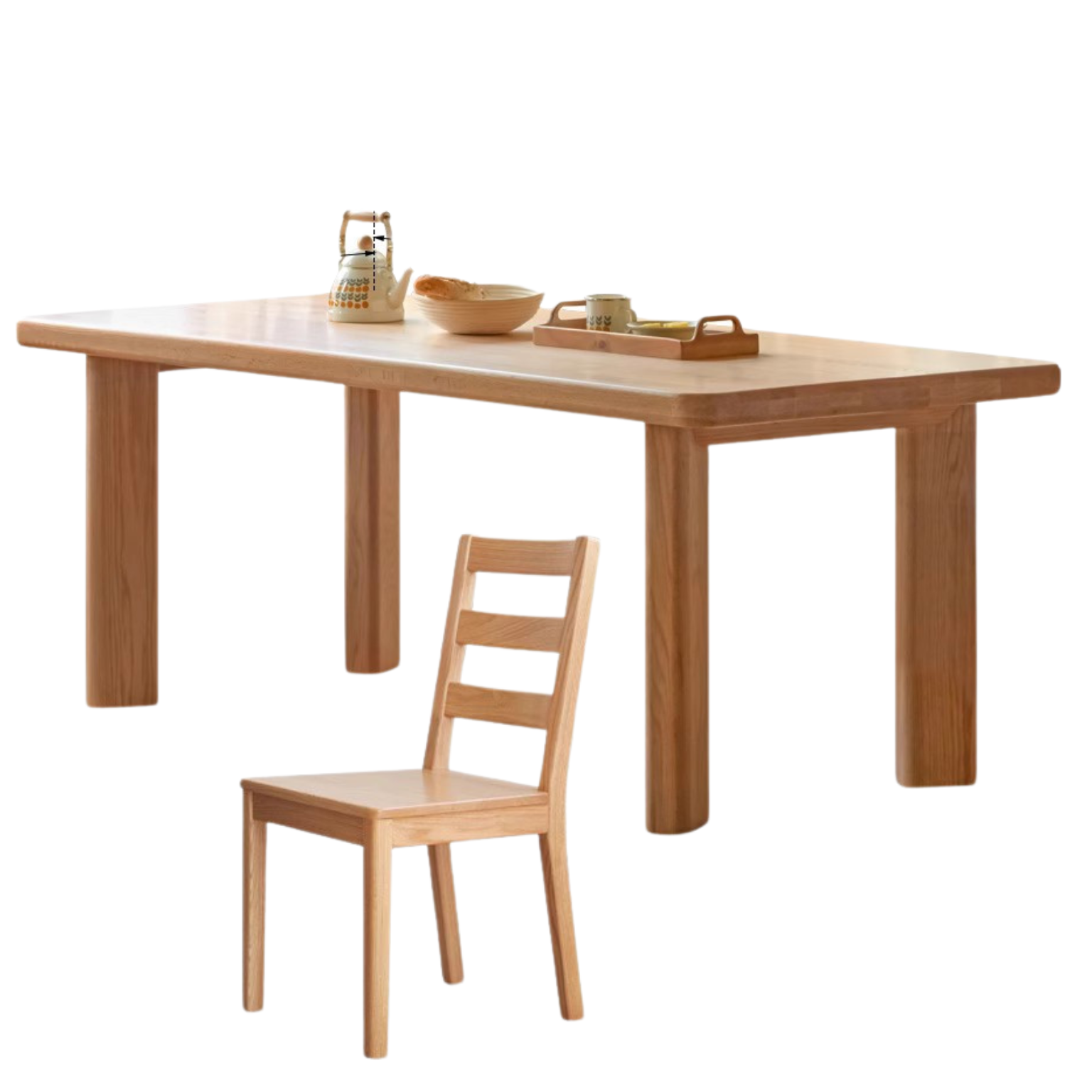 Oak solid wood large dining table table log style,