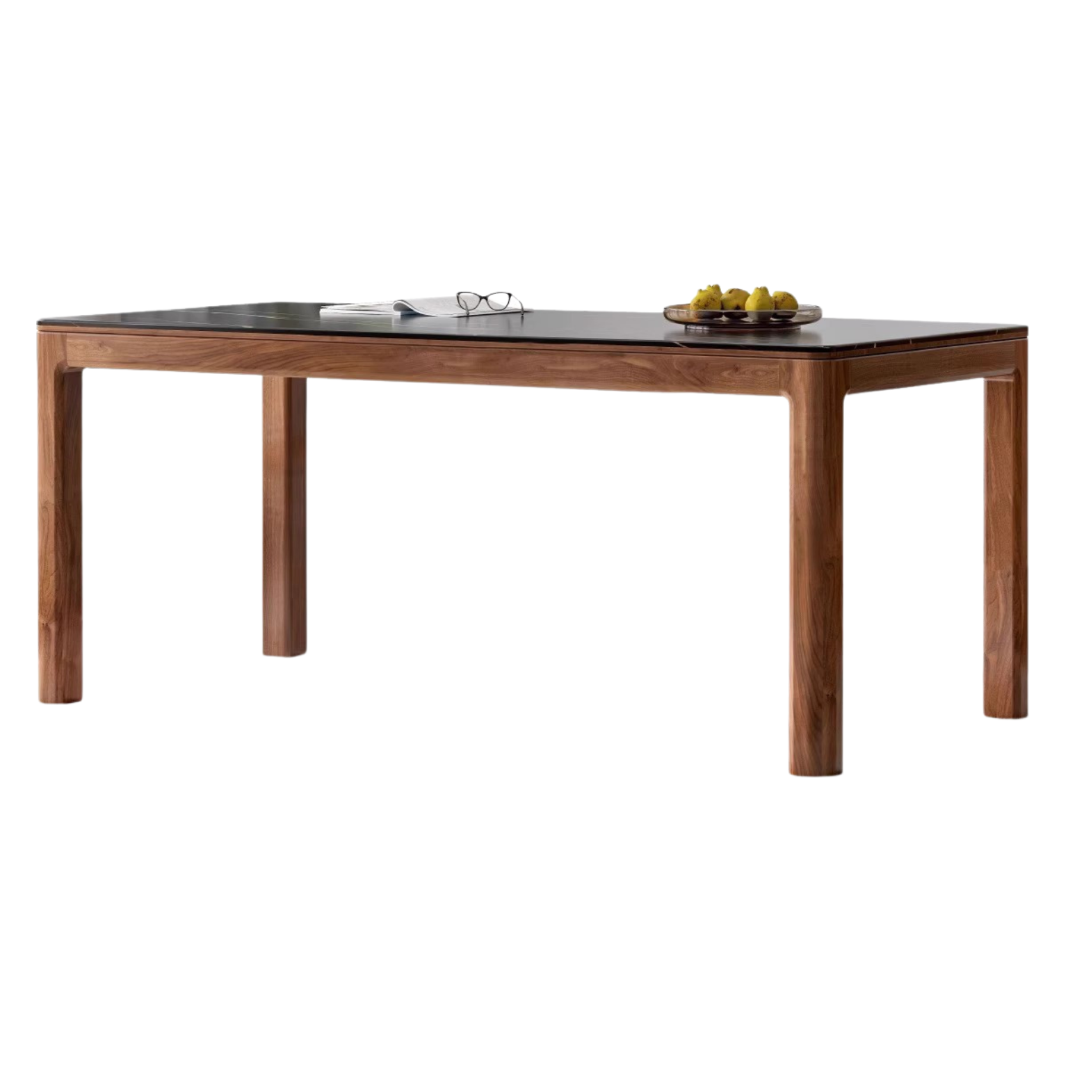 Black walnut solid wood rock slab dining table,