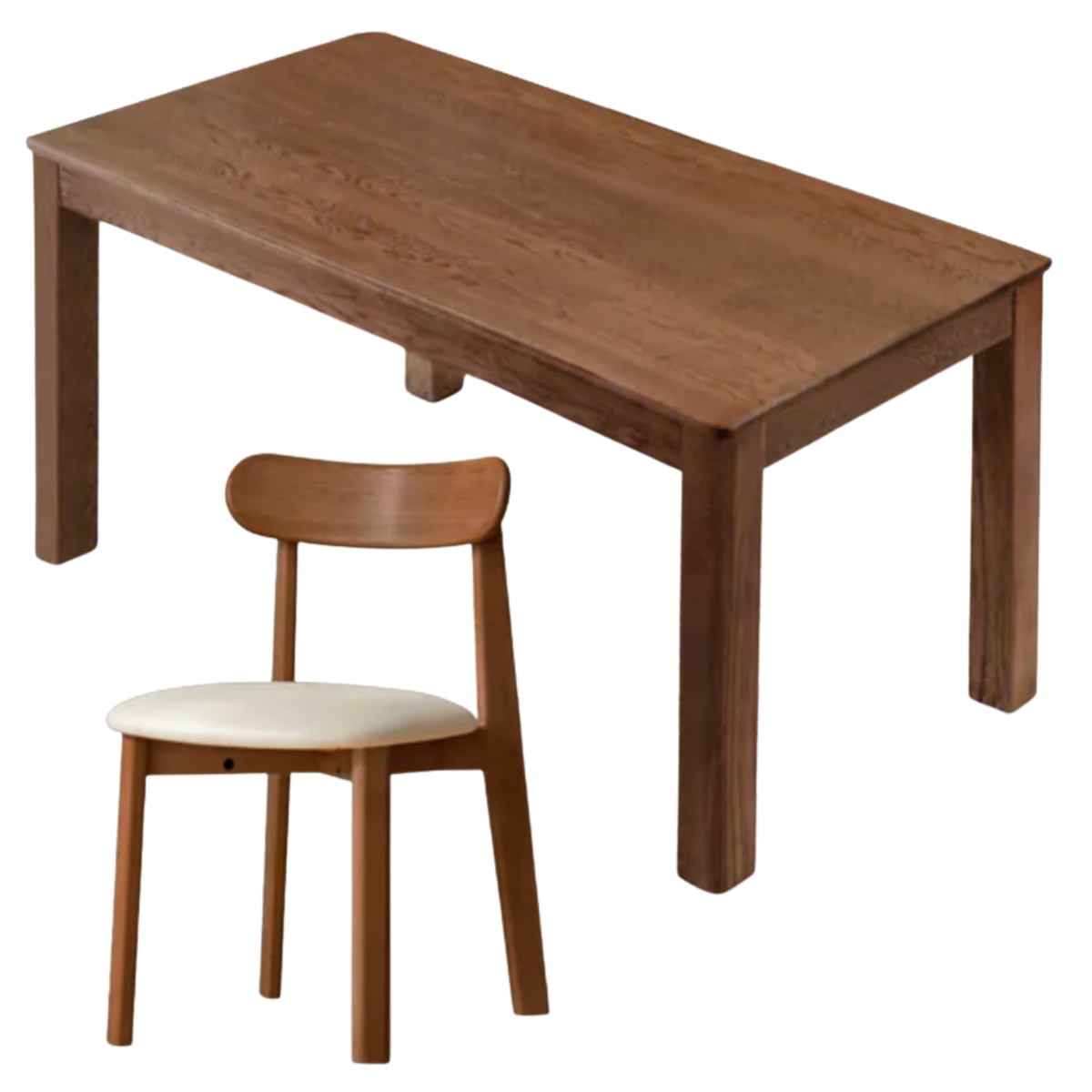 Oak Solid Wood, Solid Rubberwood Nordic Dining Table
