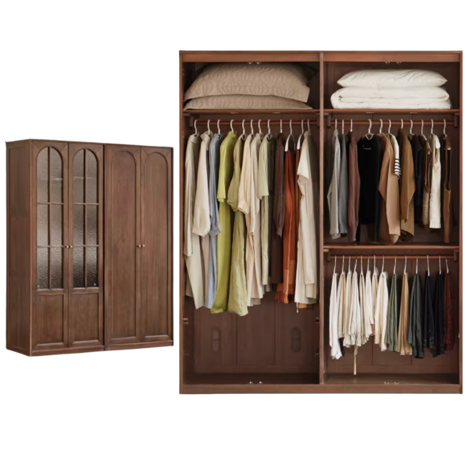 Solid Sandalwood French Retro Style Wardrobe