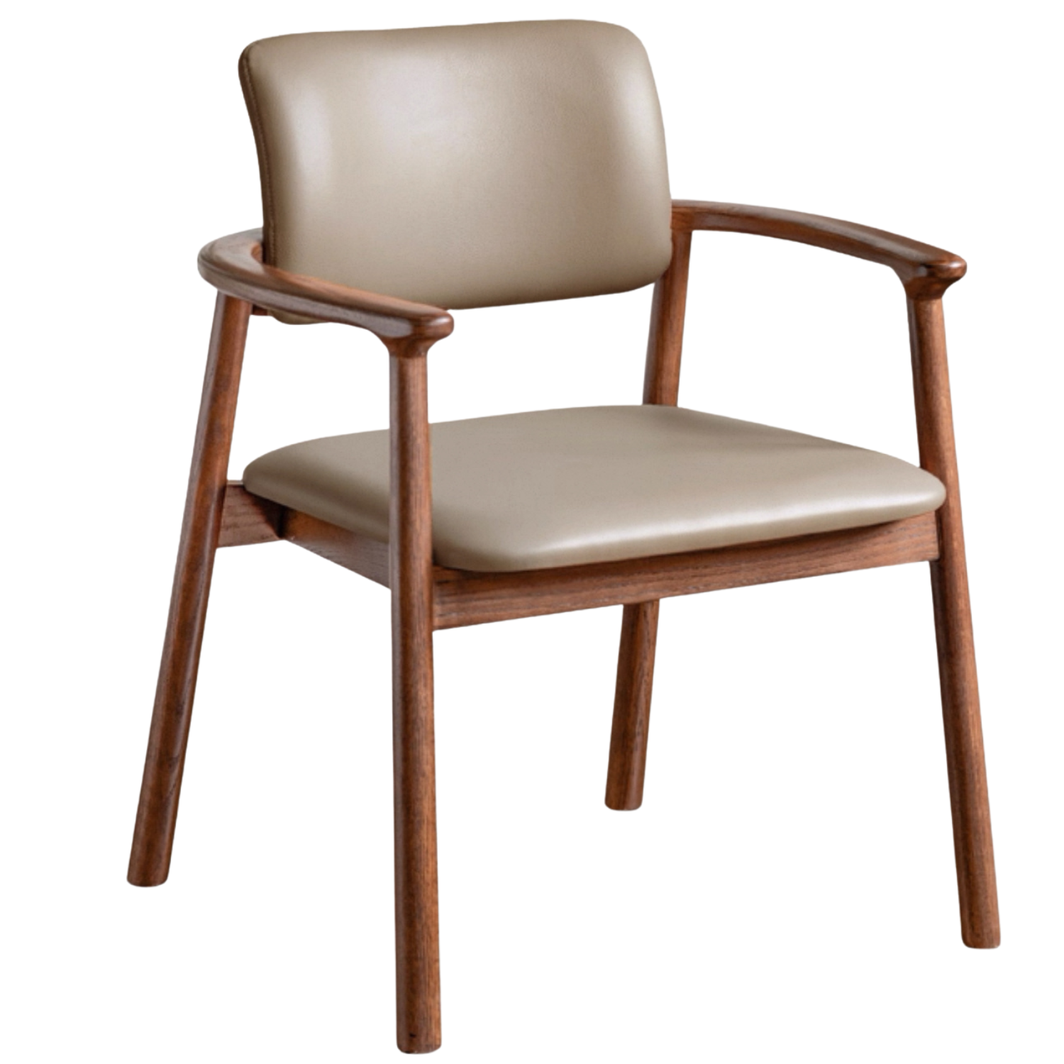 Black Walnut Solid Wood Leather Upholstered Captain Dining Chair