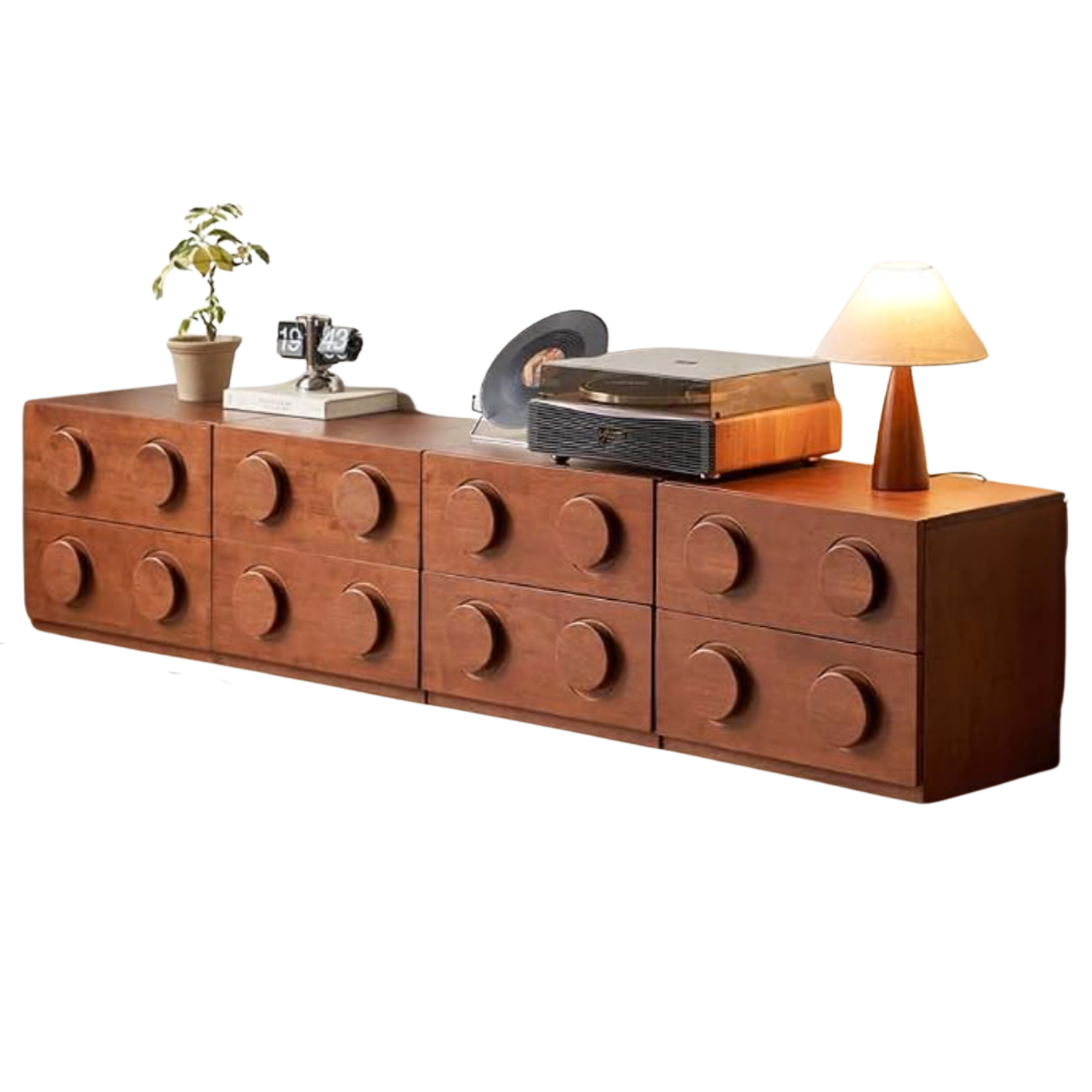 Ash, Rubberwood, Oak Solid Wood Floor-Standing Module Combination TV Stand