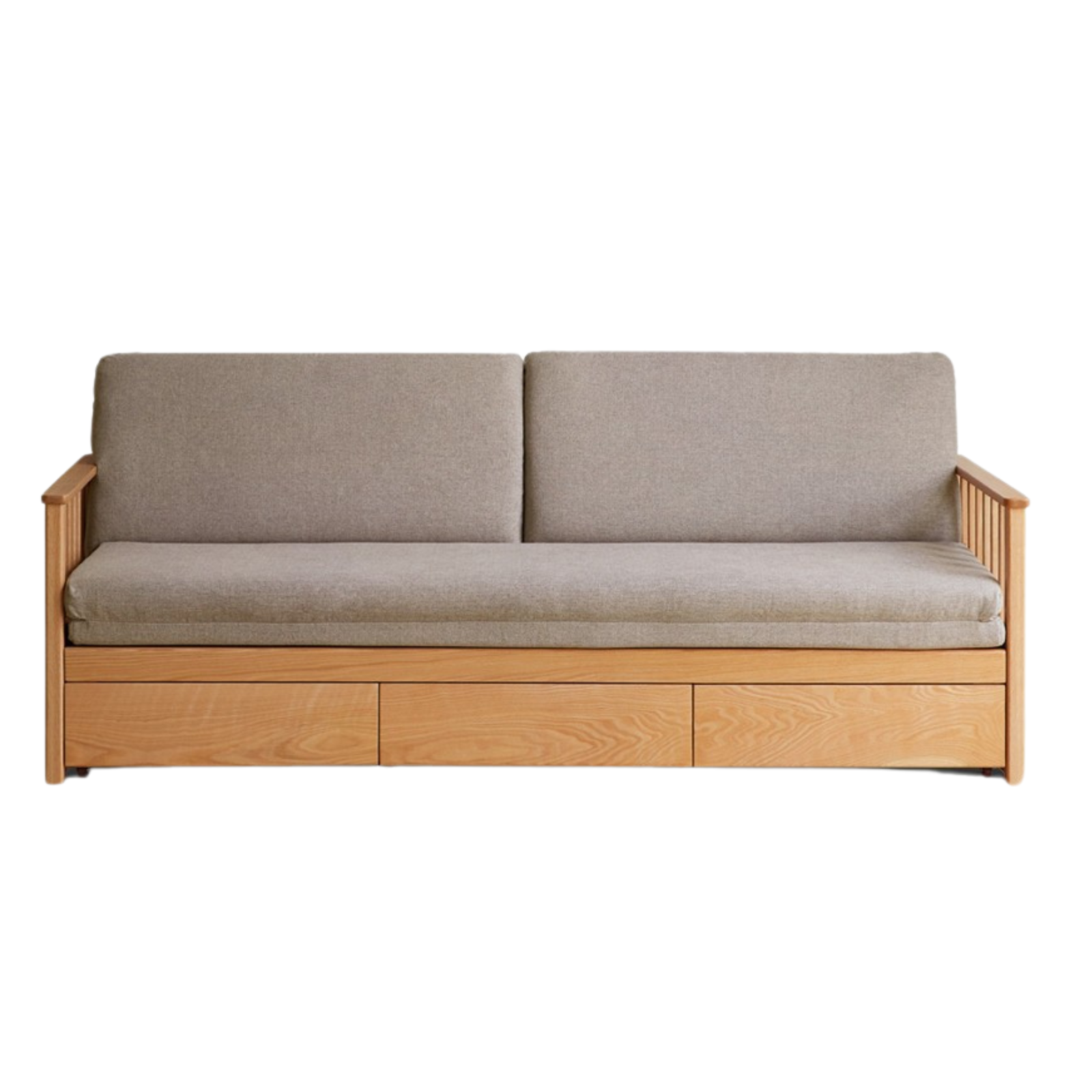 Oak solid wood sitting and sleeping dual-purpose storage sofa