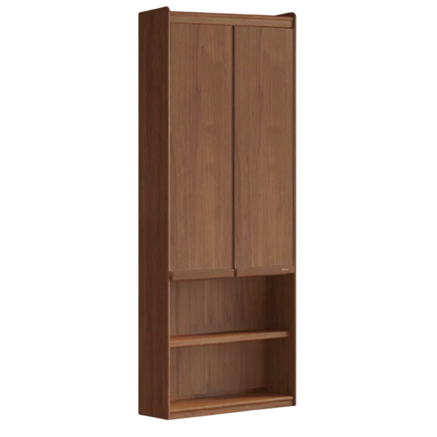 Black Walnut Solid Wood Combination Bookcase with Wall Storage and Floor Display