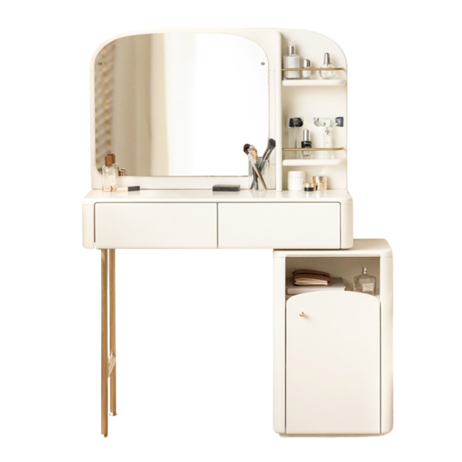 Poplar Solid Wood Dressing Table, Storage Cabinet Cream :