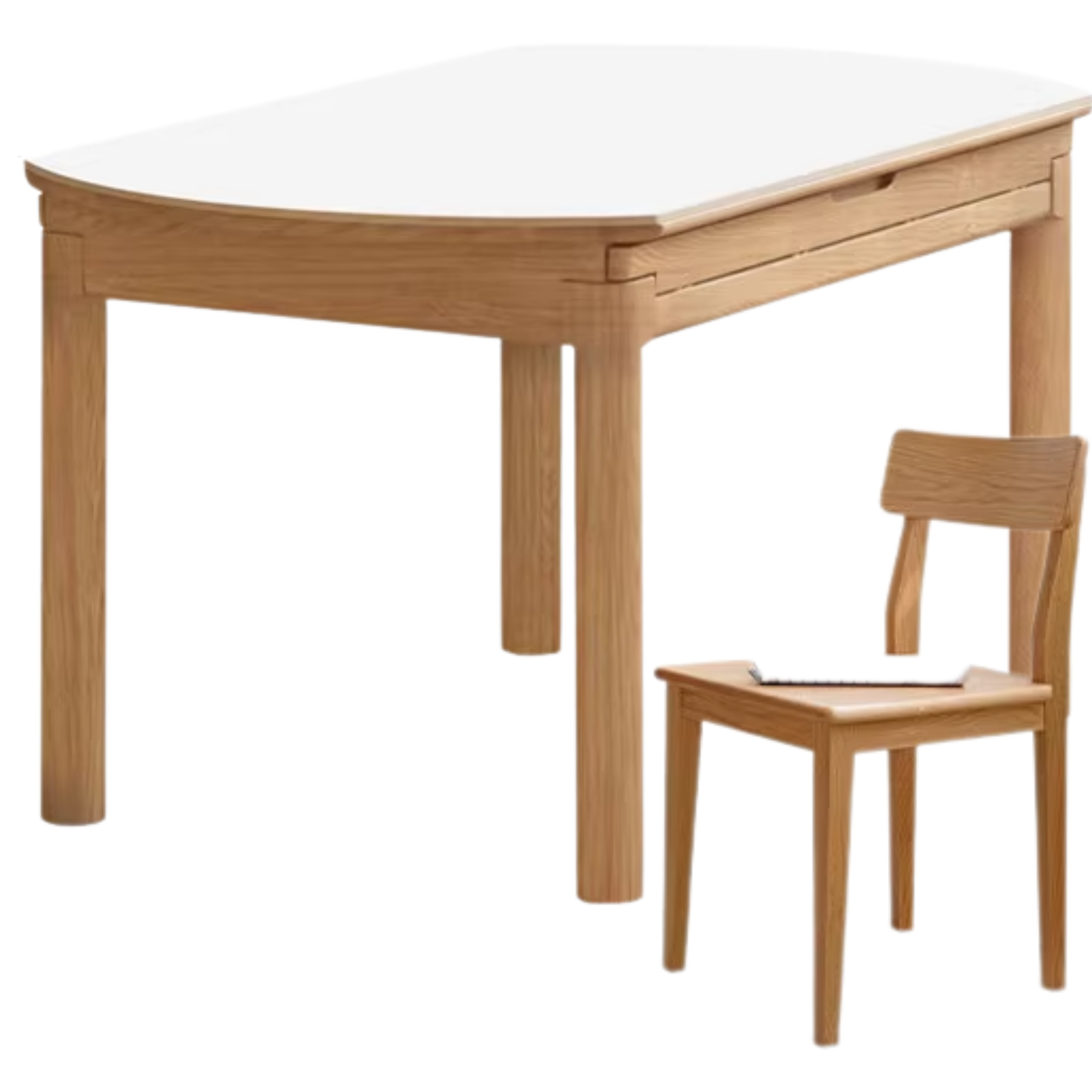 Solid Ruberwood, Oak, Ash Solid Wood Retractable Rock Plate Dining Table