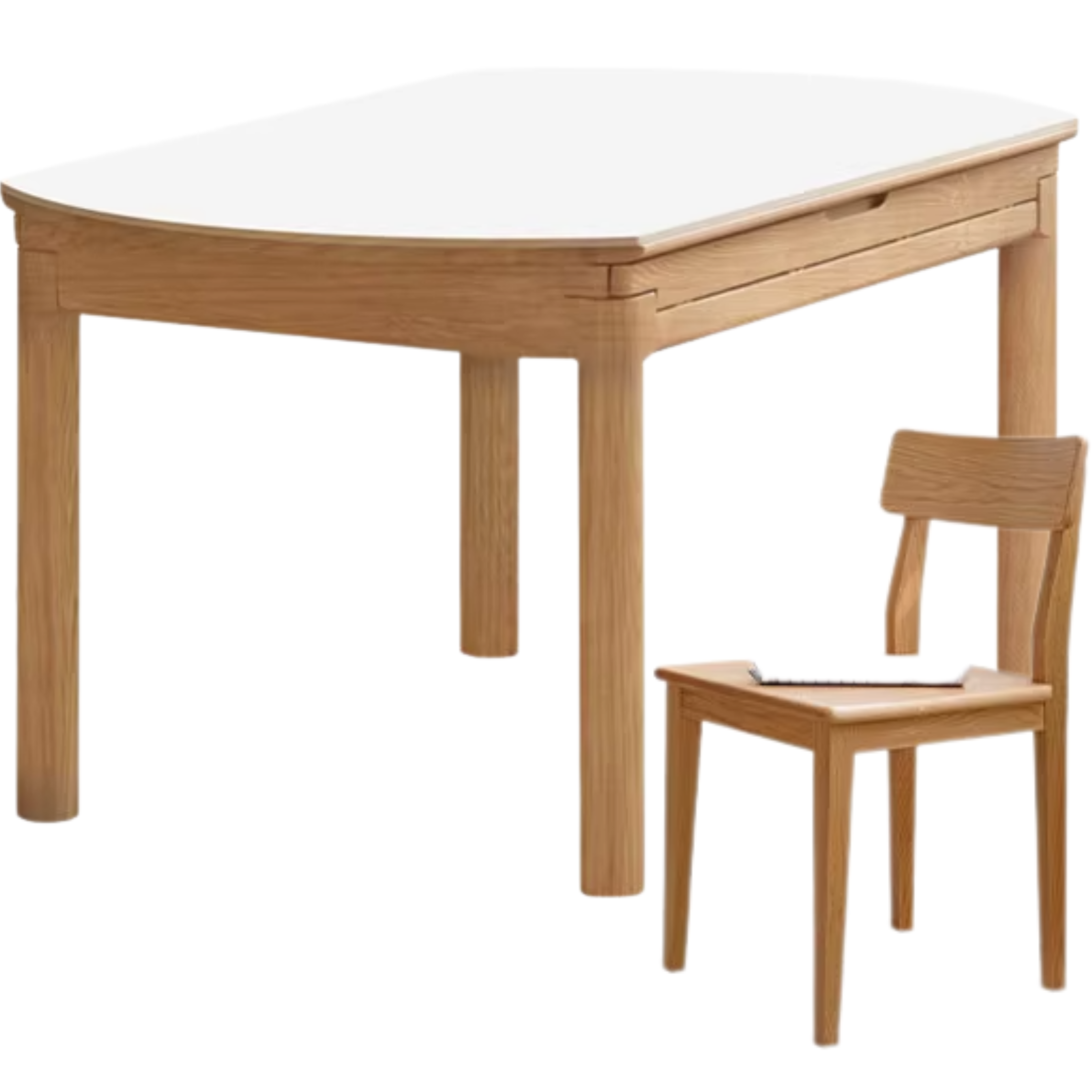 Solid Ruberwood, Oak, Ash Solid Wood Retractable Rock Plate Dining Table