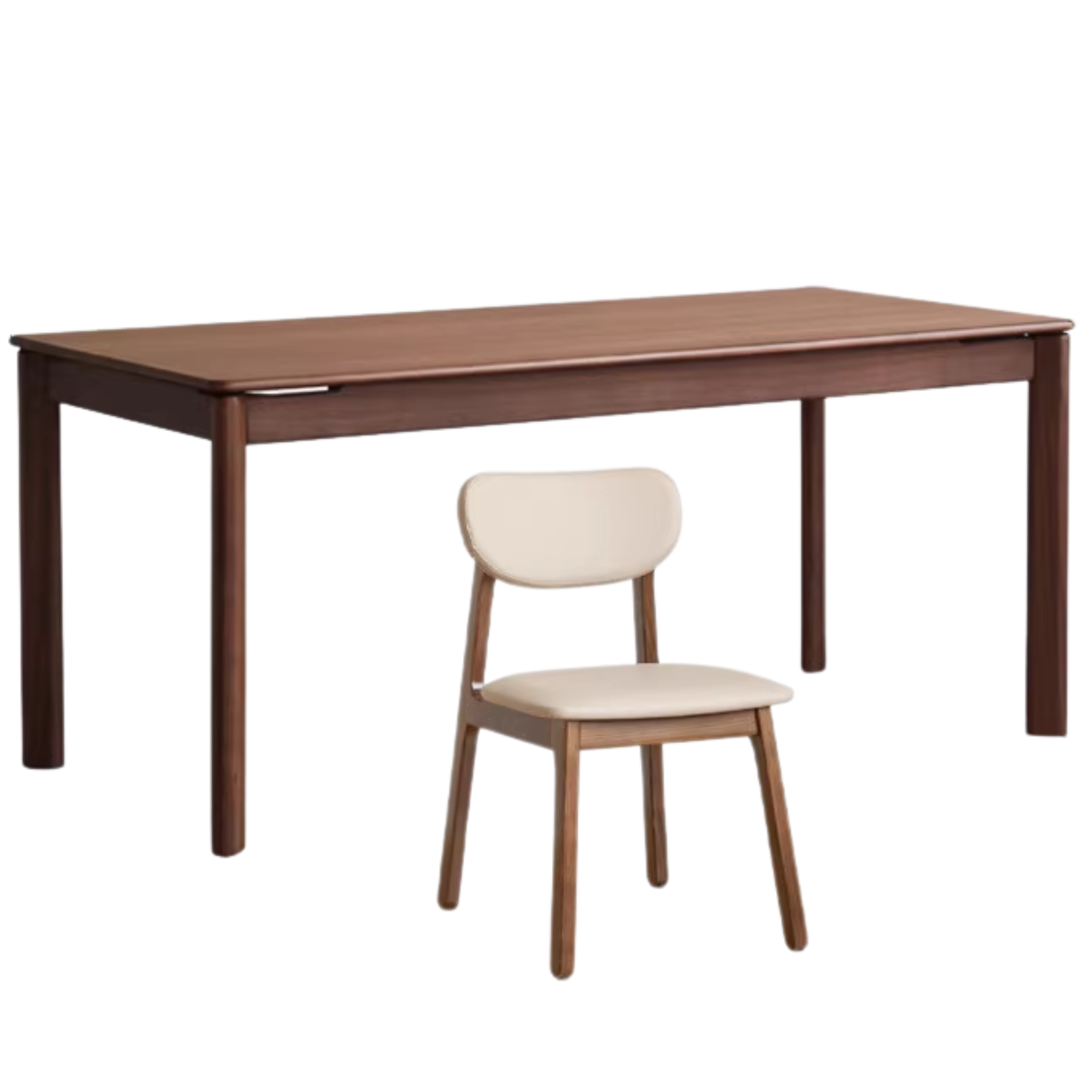 Black Walnut Wood, Sandalwood, Ash Solid Wood Modern Rectangular Table