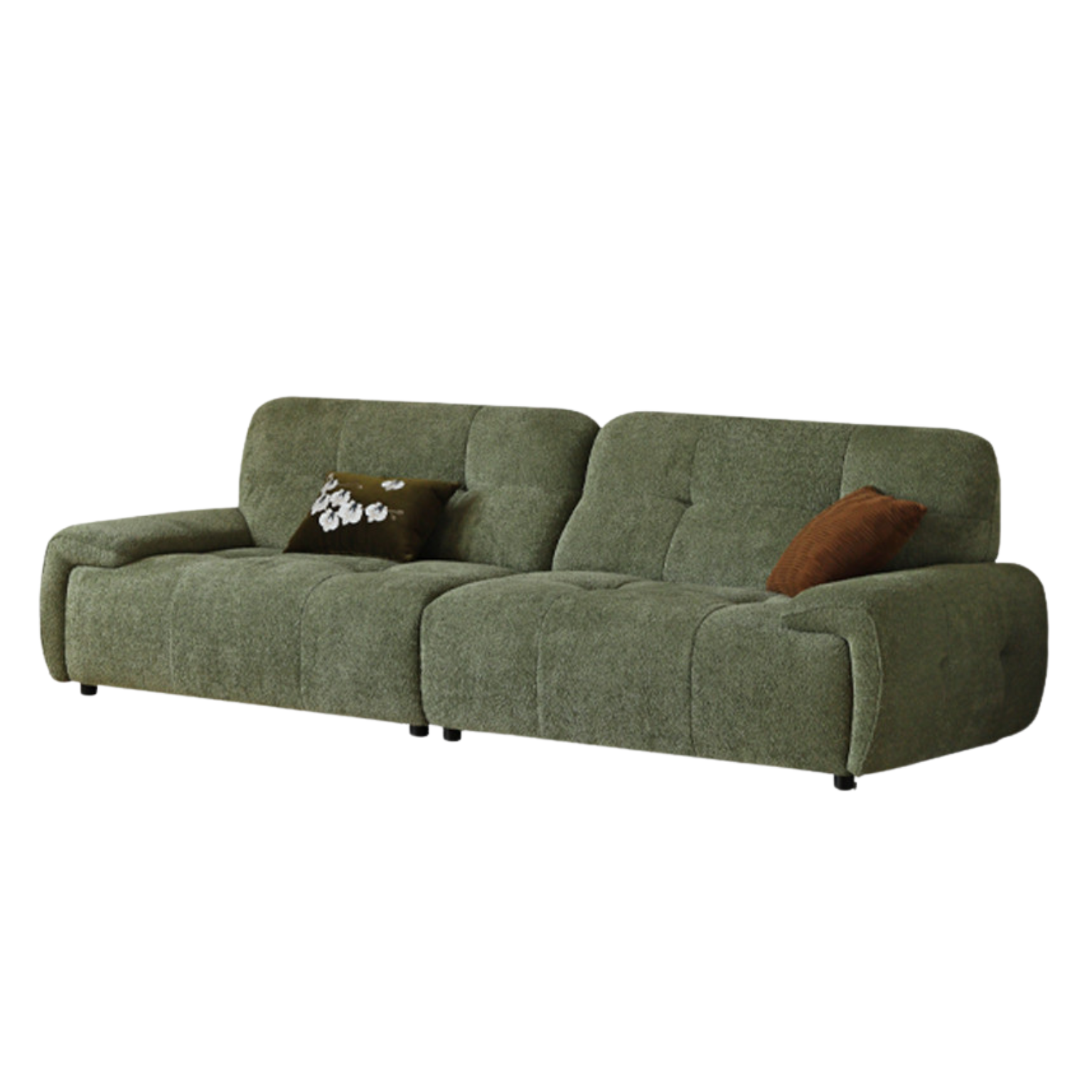 Fabric sofa retro high back four-person straight sofa