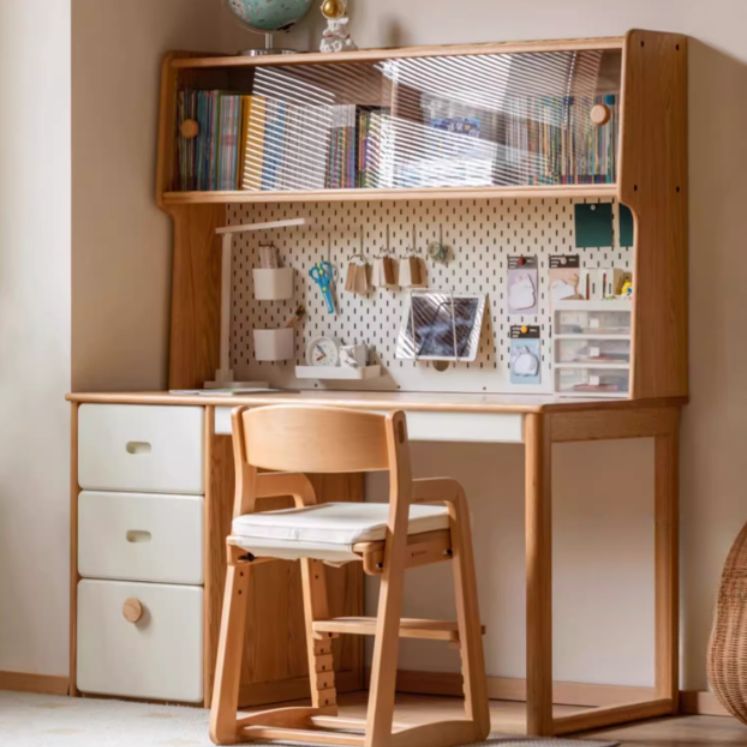 Oak solid wood modern children's study table