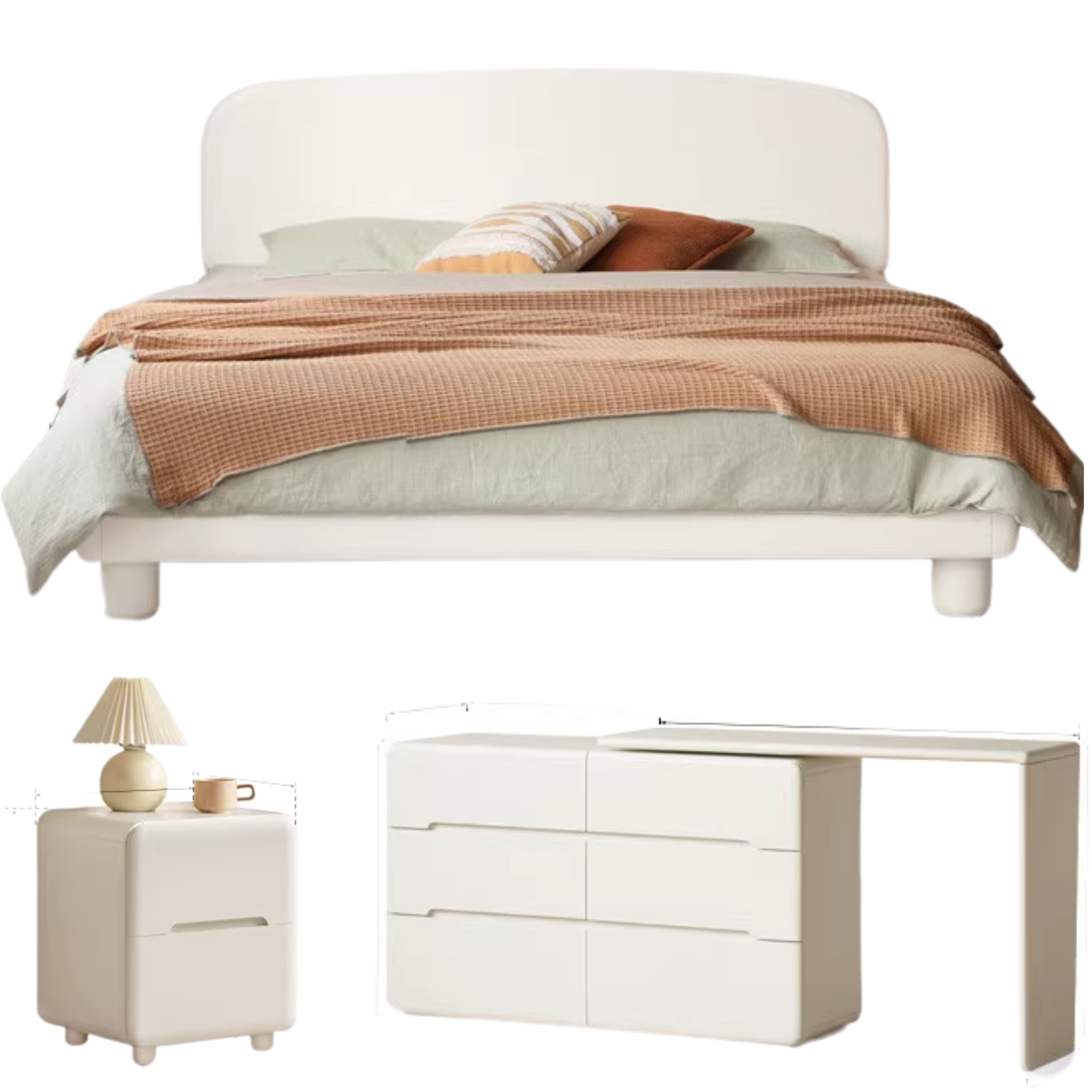 Tulip Tree, Solid Rubberwood Cream Air Makeup Table