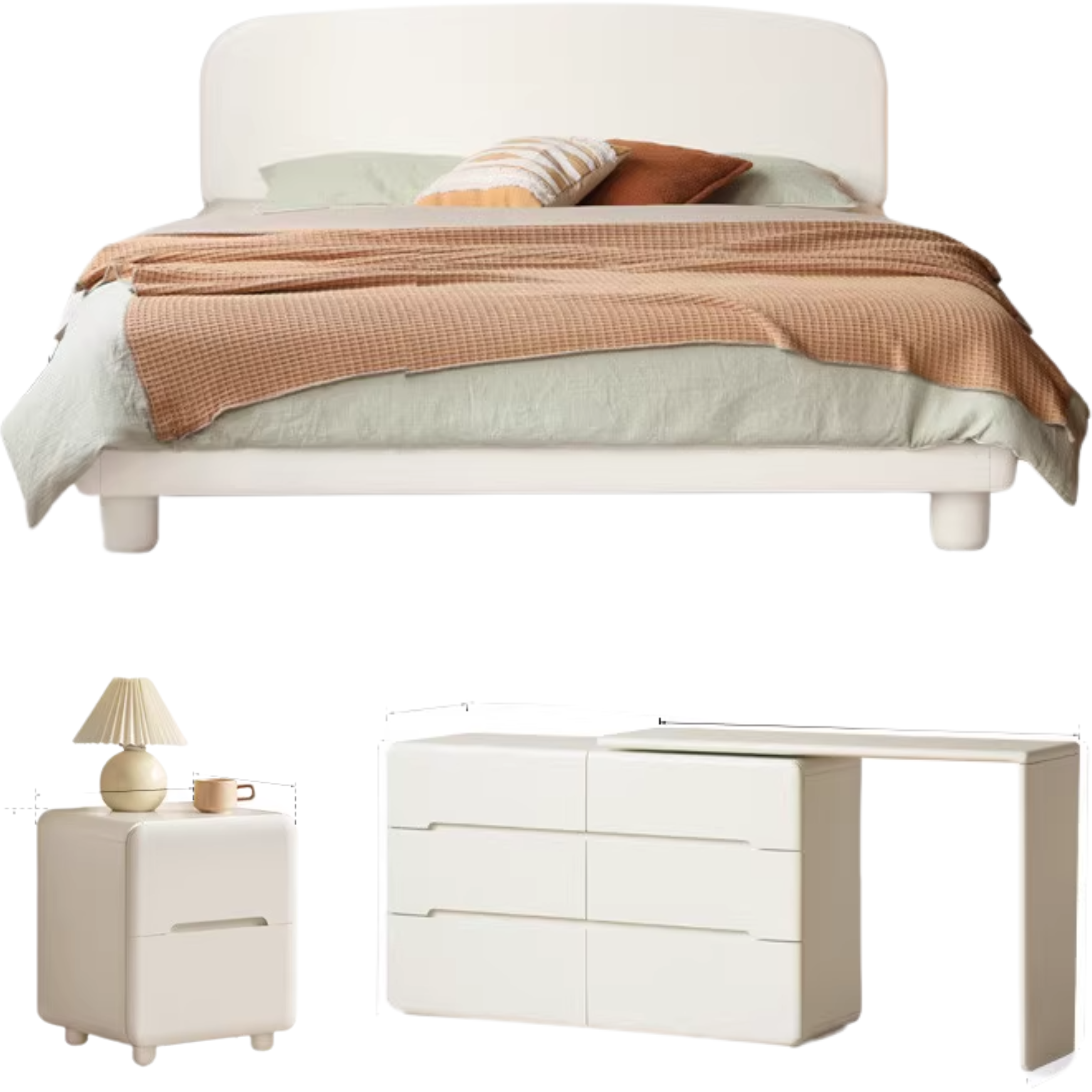 Tulip Tree, Solid Rubberwood Cream Air Makeup Table